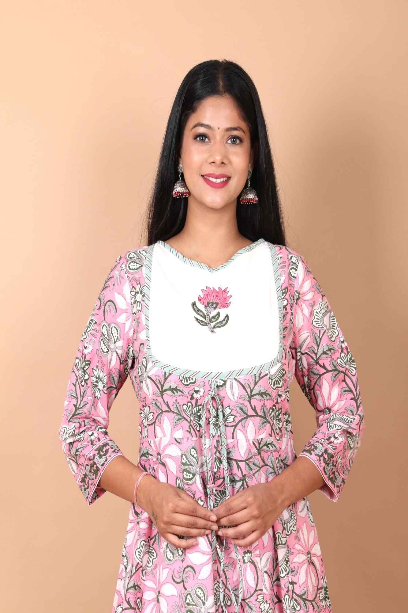 Dhwani Cotton Salwar Kameez with mulmul dupatta in shades of pink and white