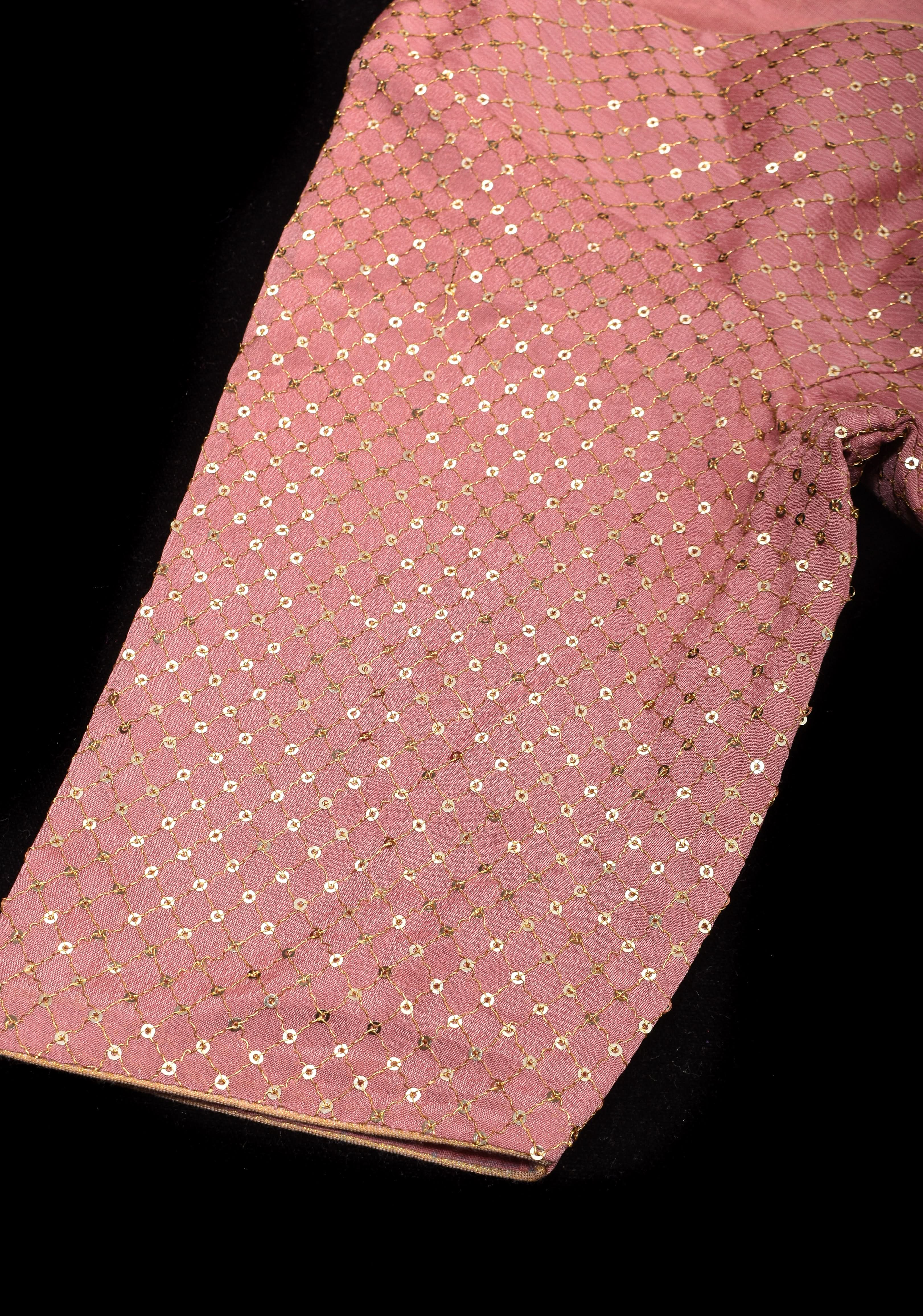 Dusty Rose Chinnon Blouse with dainty sequins, made to order | Shobitam