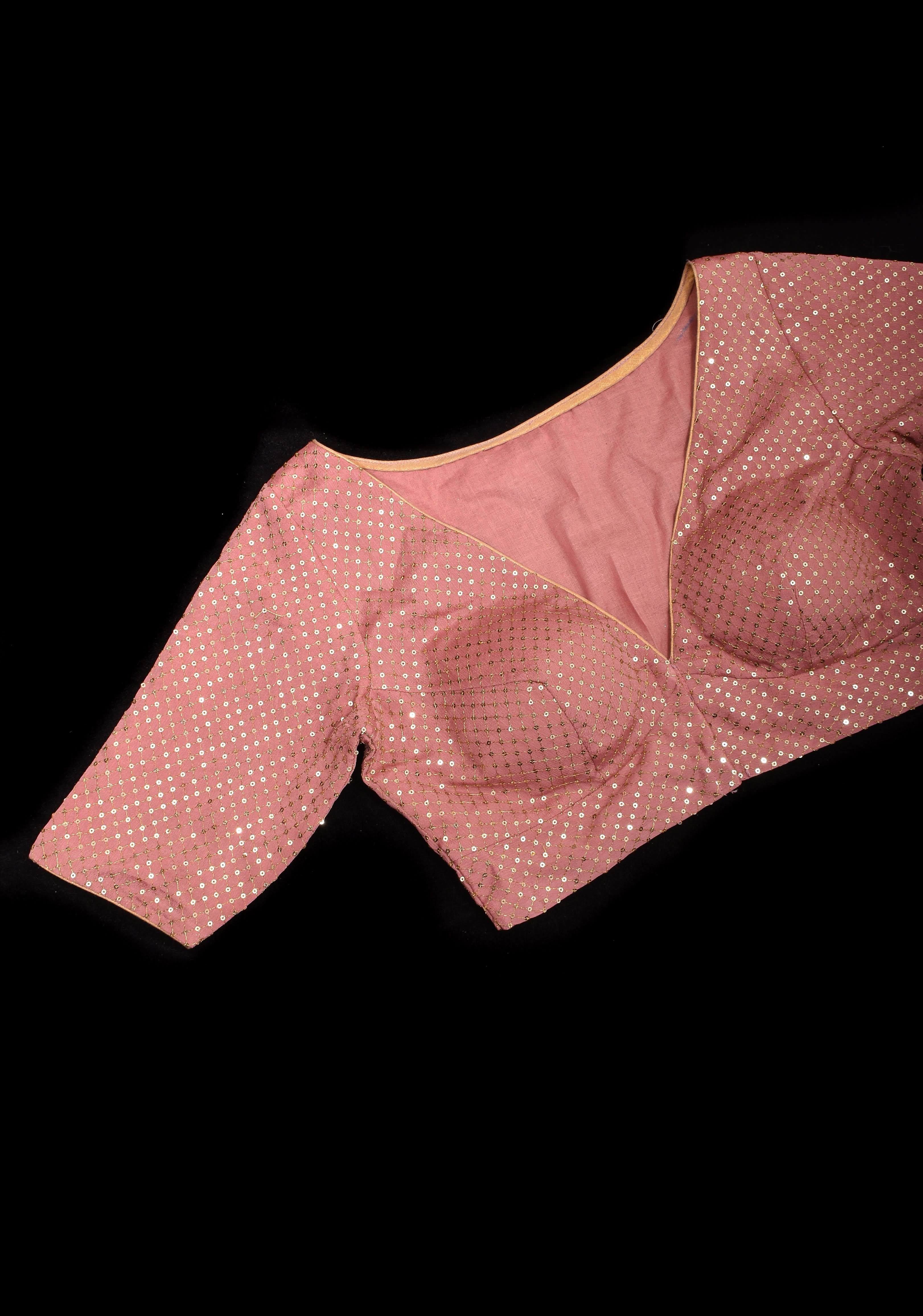 Dusty Rose Chinnon Blouse with dainty sequins, made to order | Shobitam