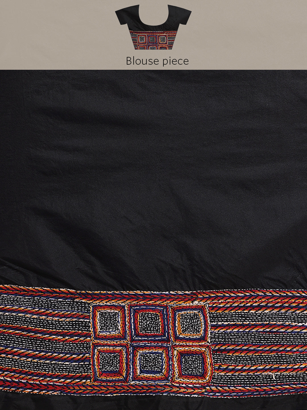 Black ArtSilk Kantha Saree with Blouse piece | SHOBITAM