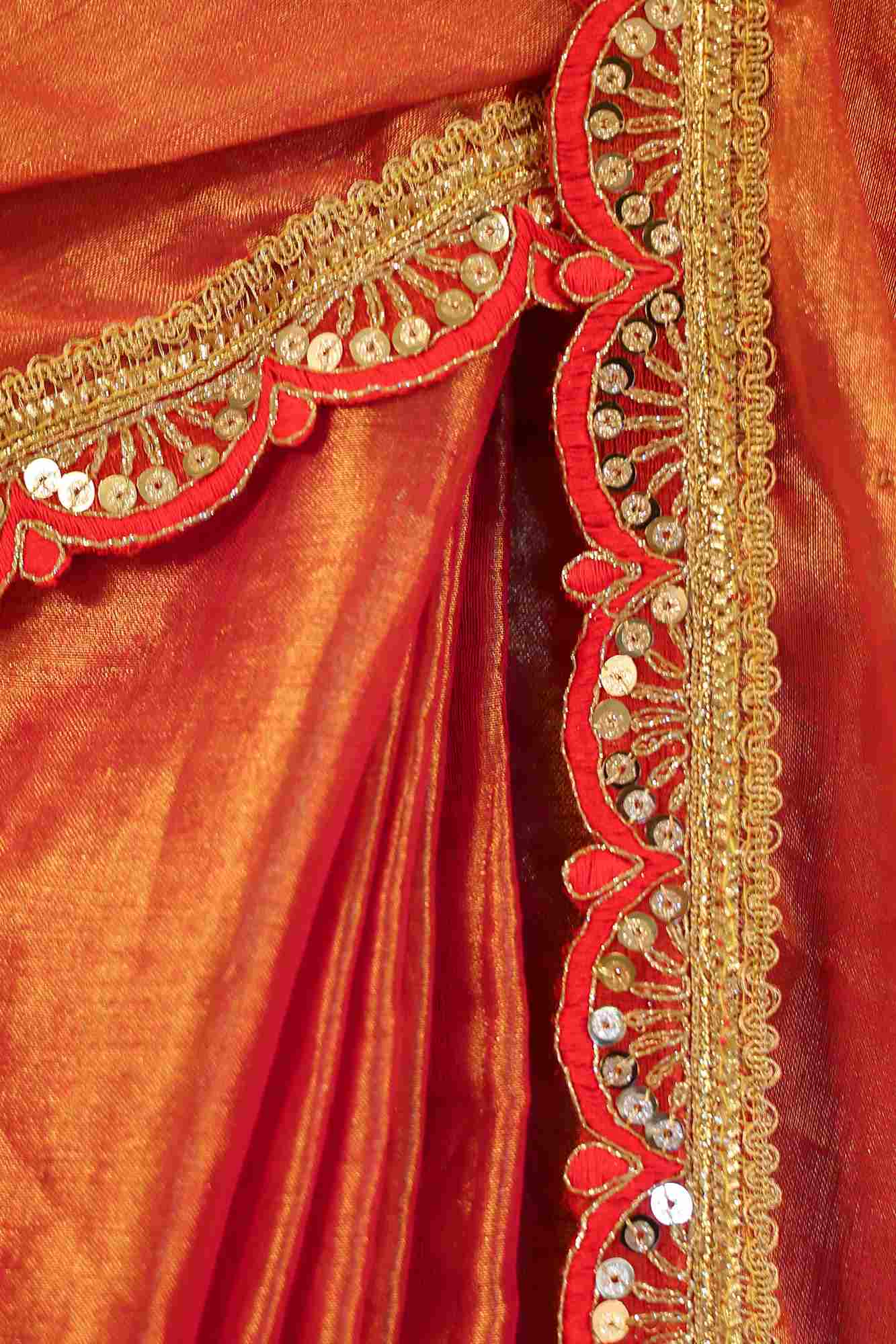 Dhoop Chaanv Tissue Linen With Designer Sequin Lace Border & Tassel On Pallu 1 Minute saree