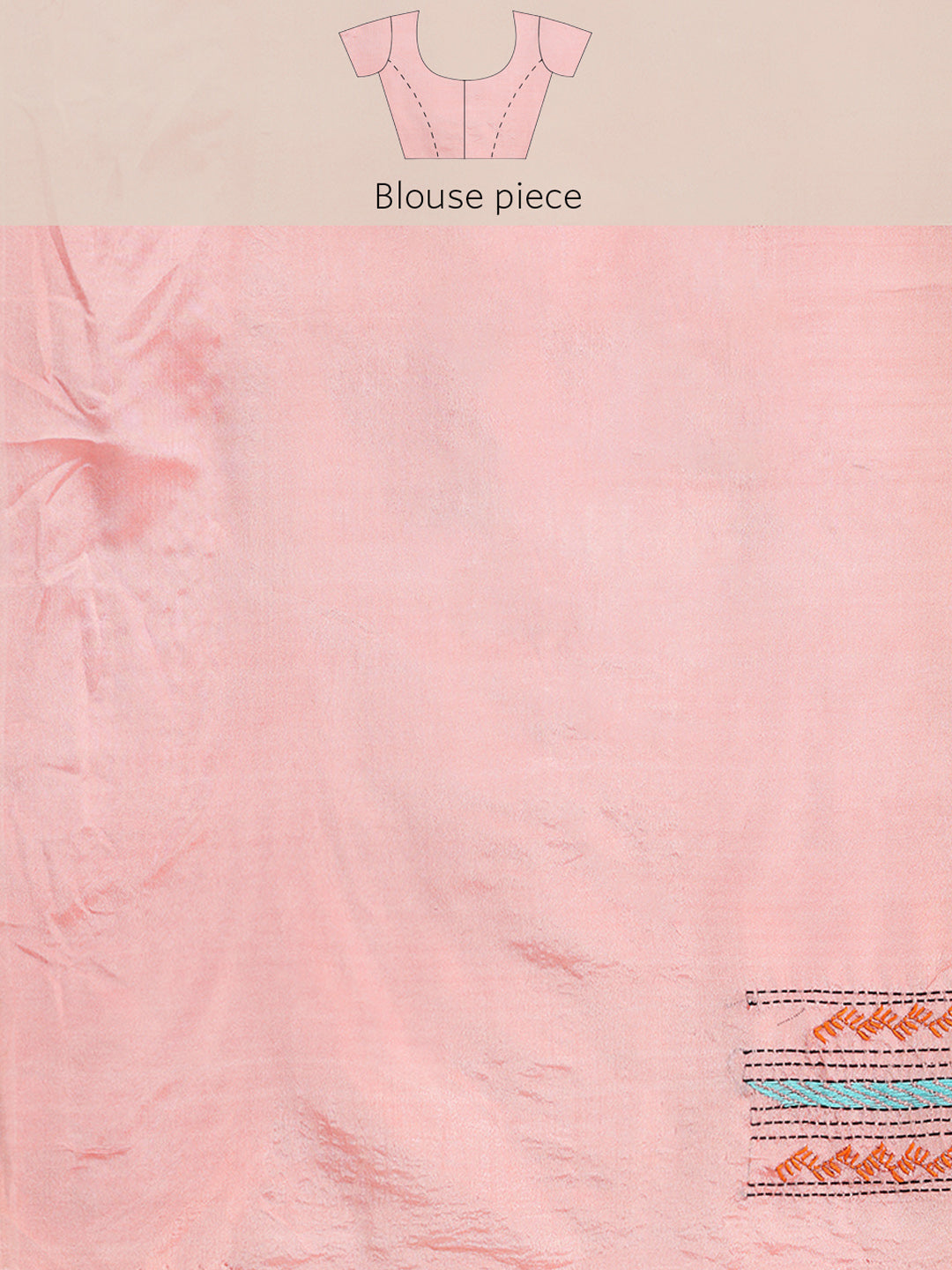 Light Pink Art Silk Kantha Stitch Saree With Blouse Piece | SHOBITAM