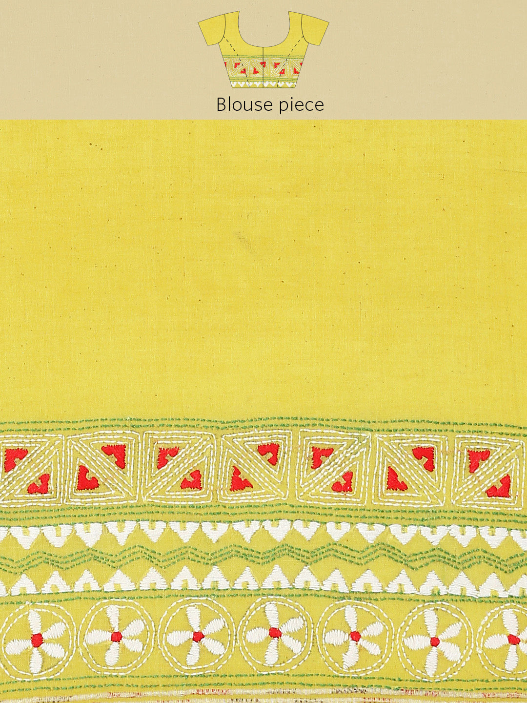Yellow Khesh Kantha Cotton Saree | Shobitam