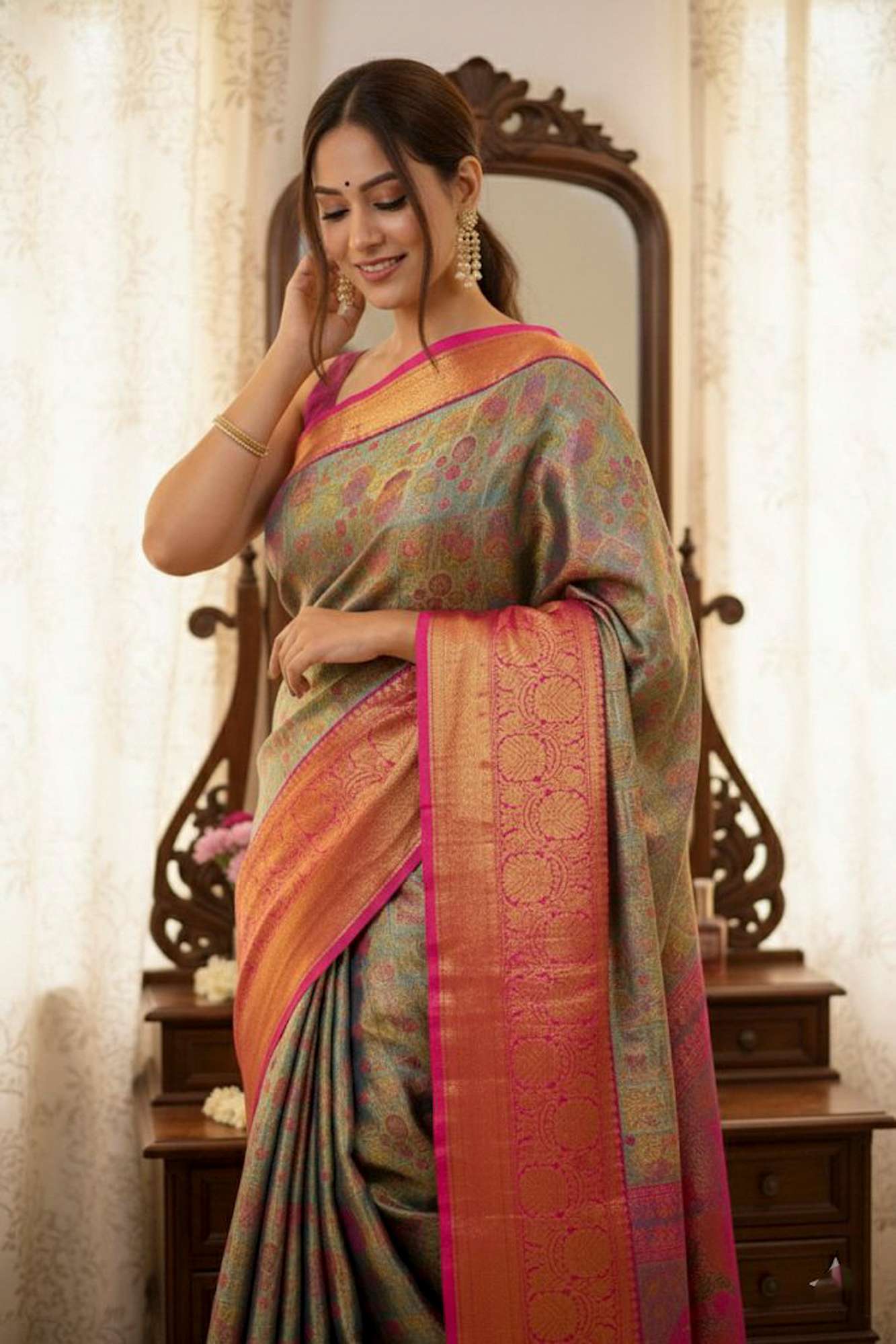 Heritage Kanjivaram Craft Meets Vibrant Patola Grandeur - Ready to wear saree