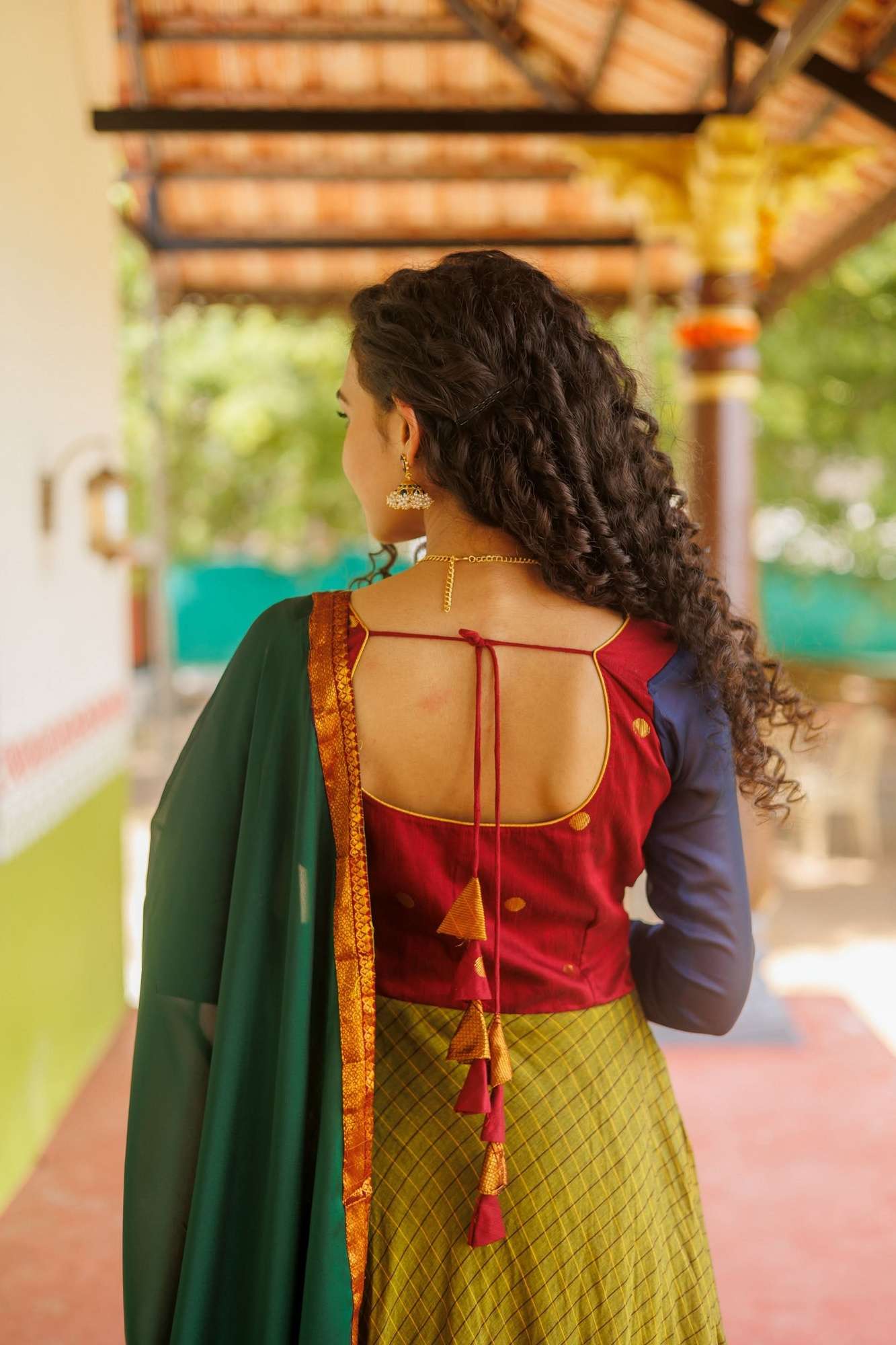 Inbha Green with Red Dress | Custom Gowns | Made To Order