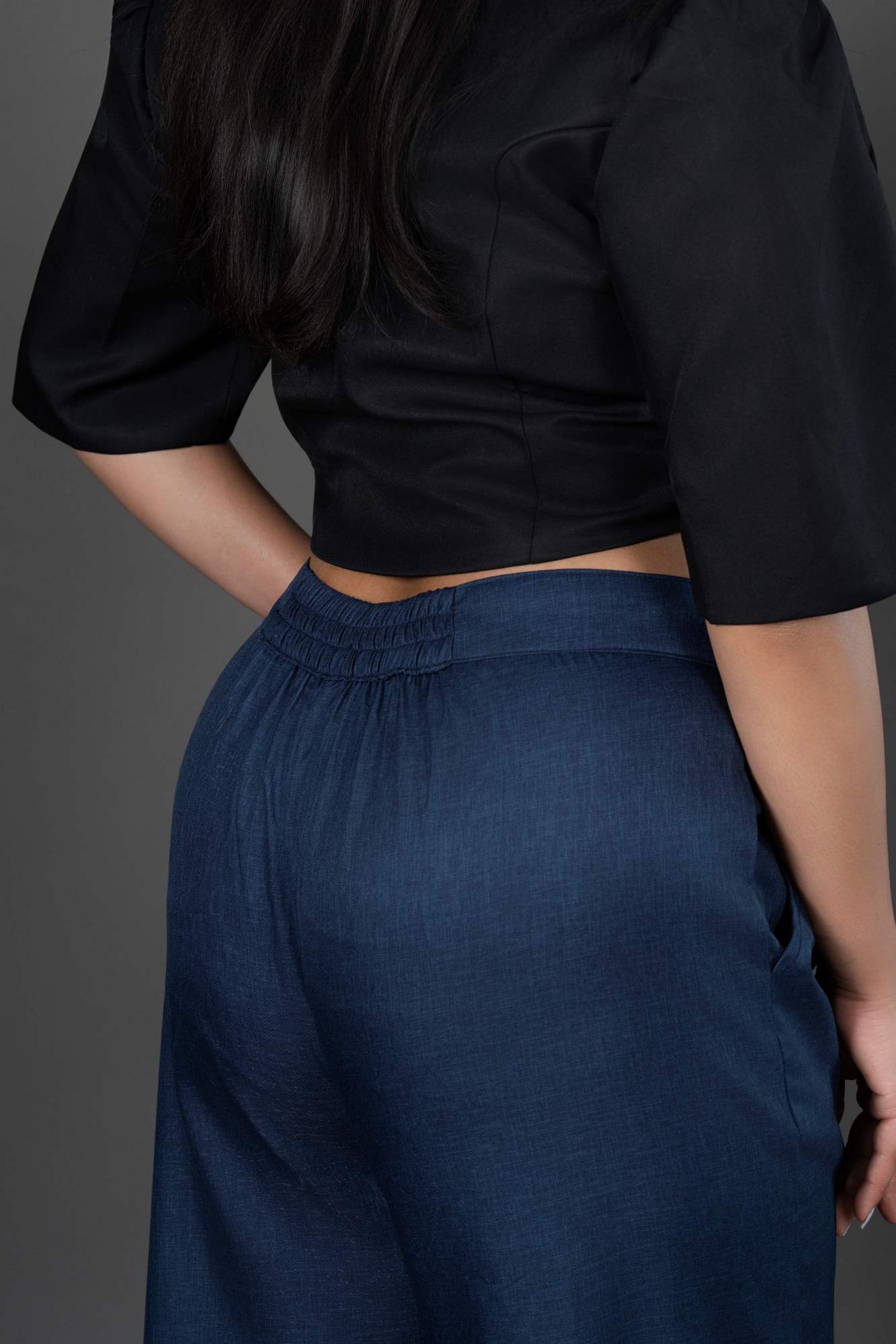 Cropped Structured Jacket-Style Waistcoat with Asymmetric Notch Collar Black Blazer