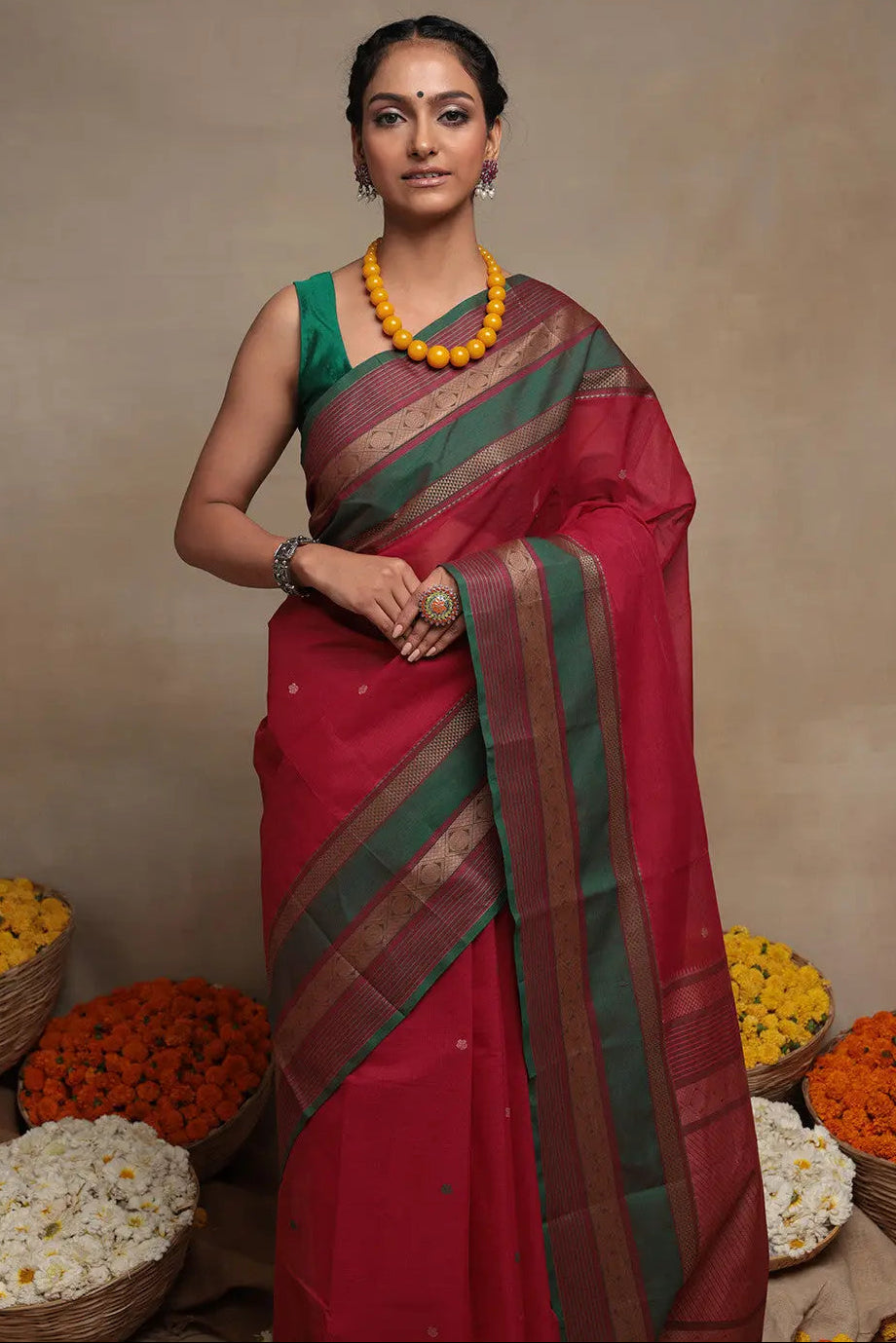 Handloom Rani Pure Cotton Saree | Shobitam