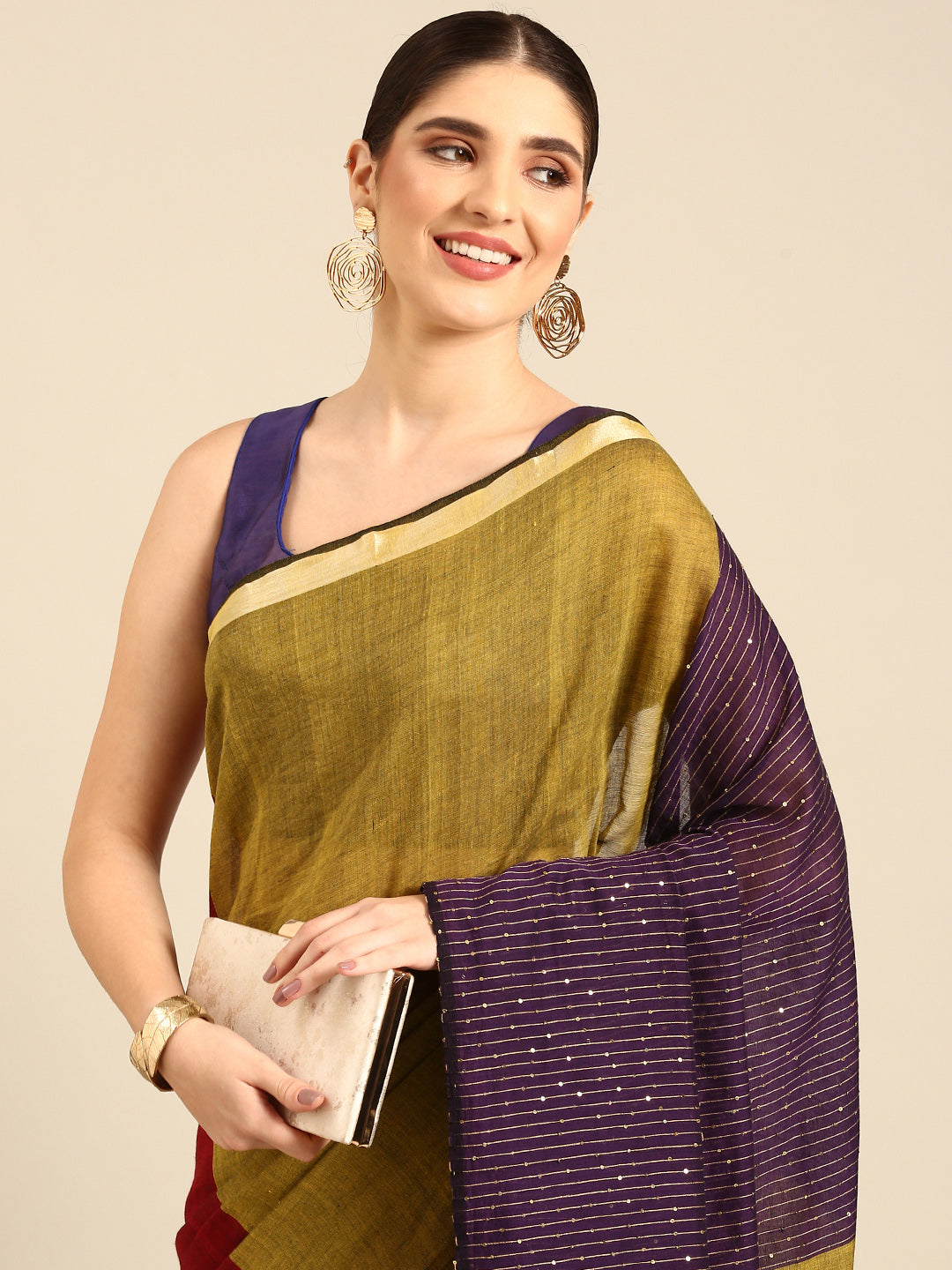 Pure Cotton Handloom Sequins Saree