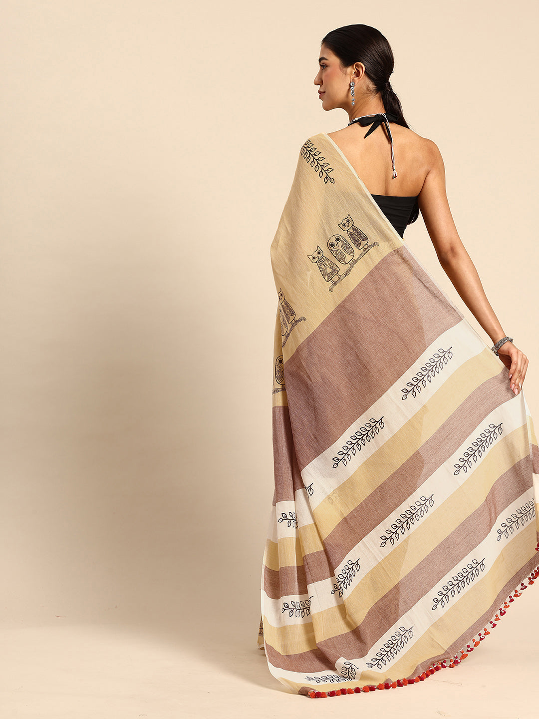 Handwoven Cotton Print Saree for Everyday Wear | Shobitam