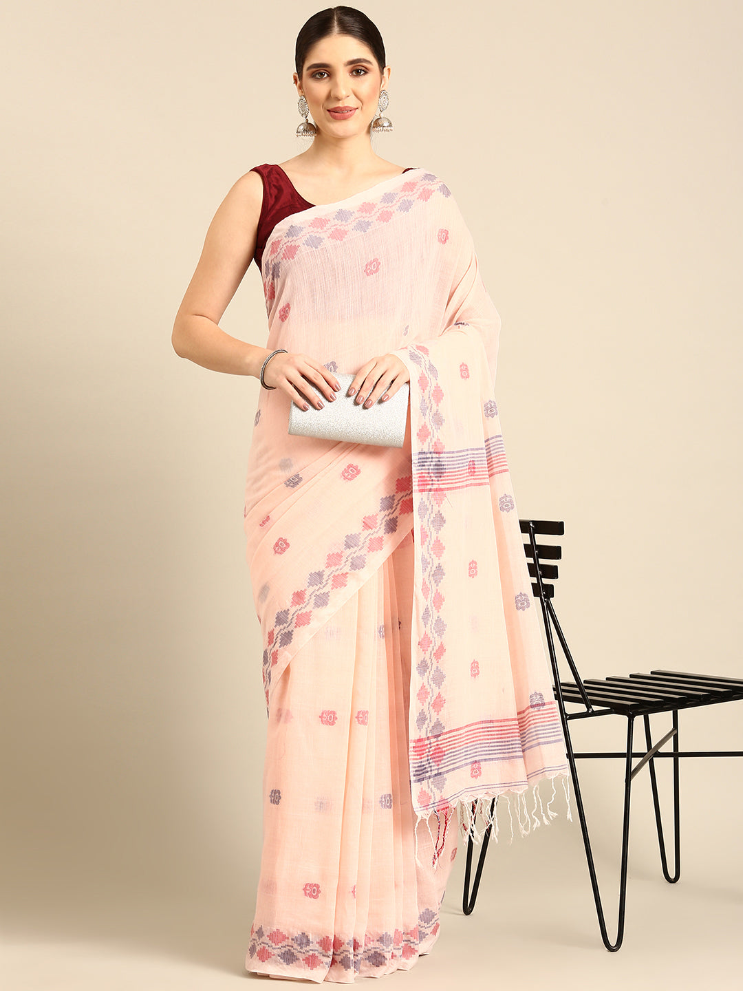 Jamdani Cotton Saree with Blouse piece | Shobitam