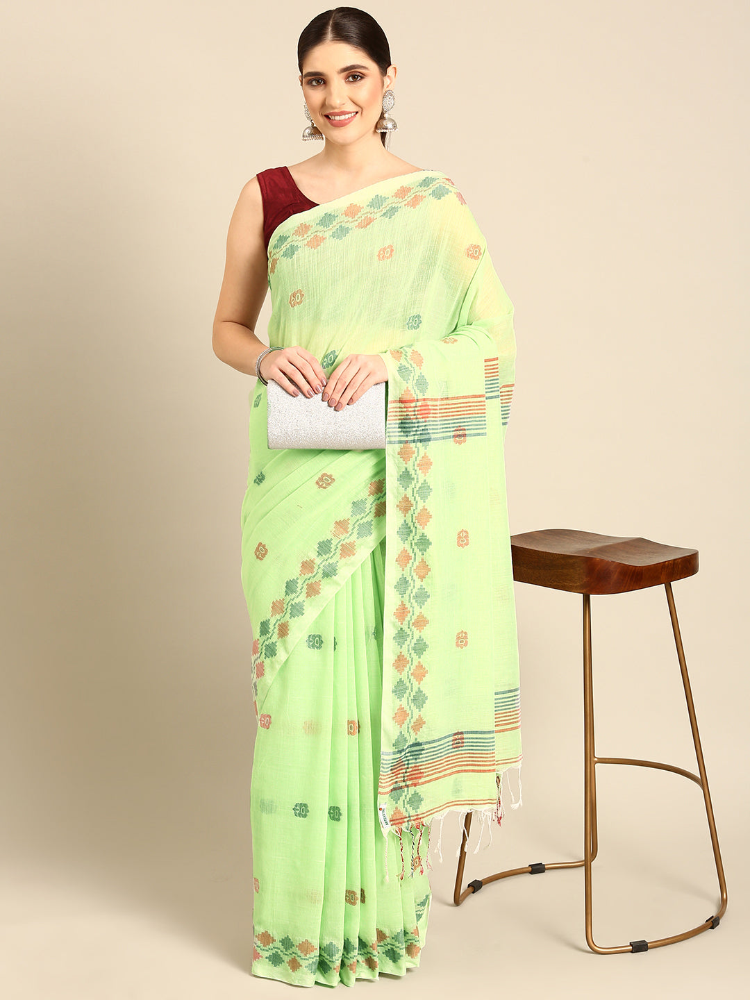 Jamdani Cotton Saree with Blouse piece | Shobitam