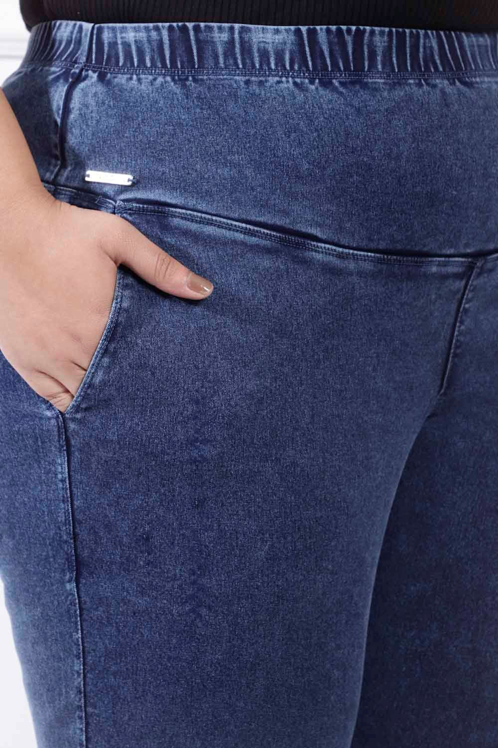 Plus Size Yale Blue Straight Jeans For Women | Made to Order