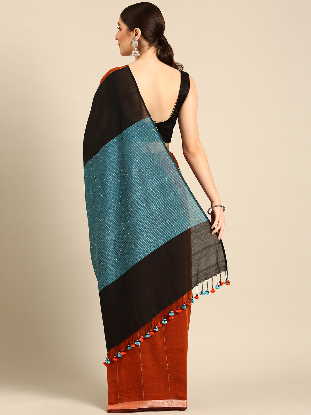 Pure Cotton Handloom Sequins Saree