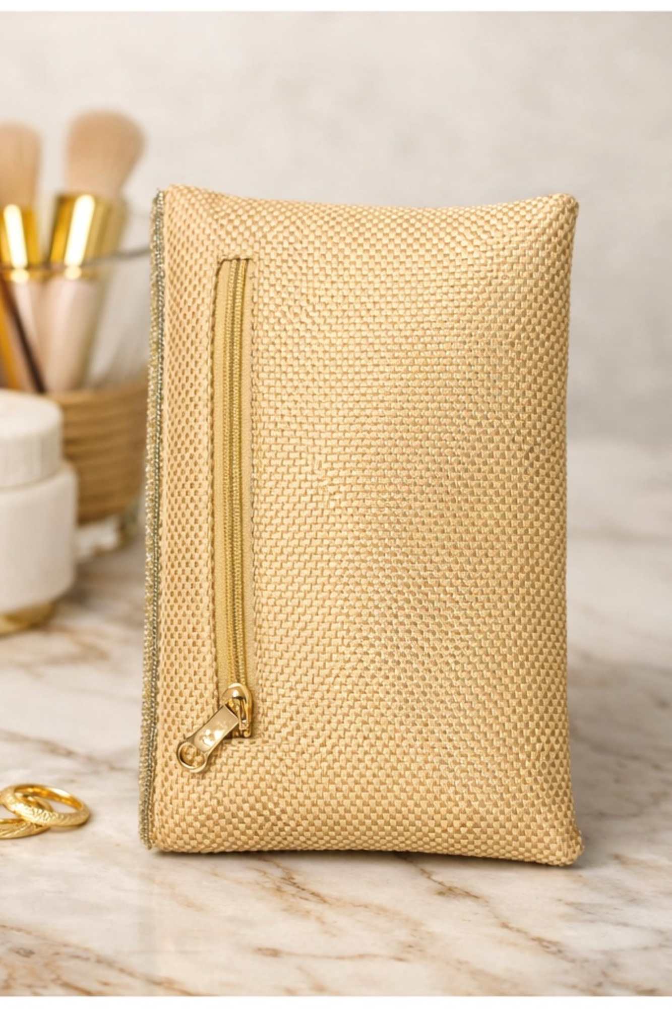 Opulent Golden Bloom Sequin & Beadwork Evening Clutch Bag