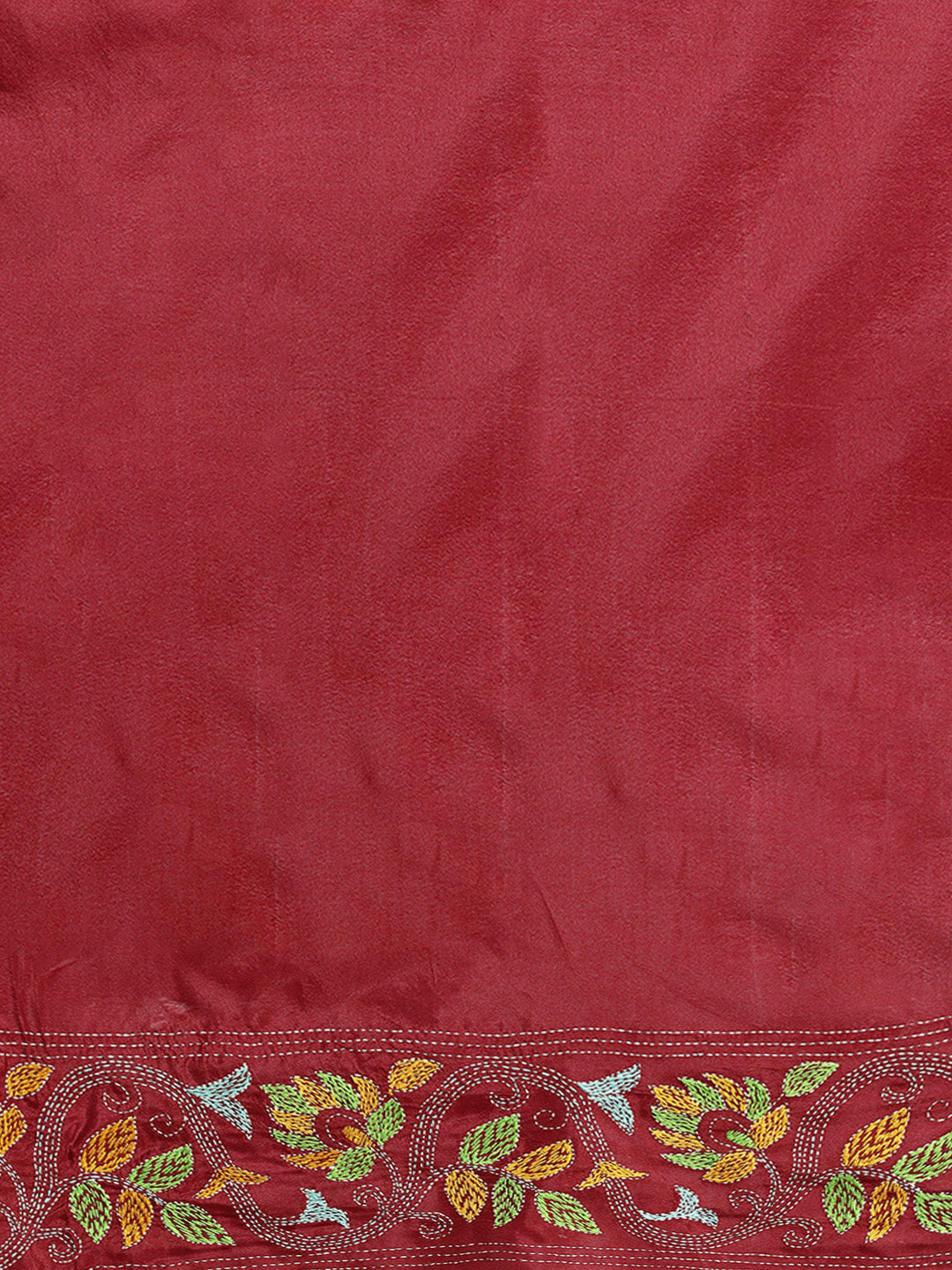 Red Bird Design Artsilk Kantha Saree with Blouse piece | SHOBITAM