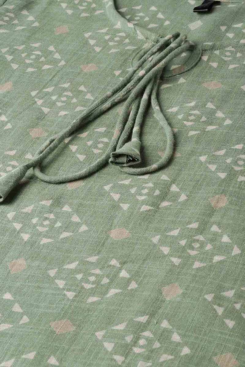 Sea Green Color Printed Trendy Kurti | SHOBITAM