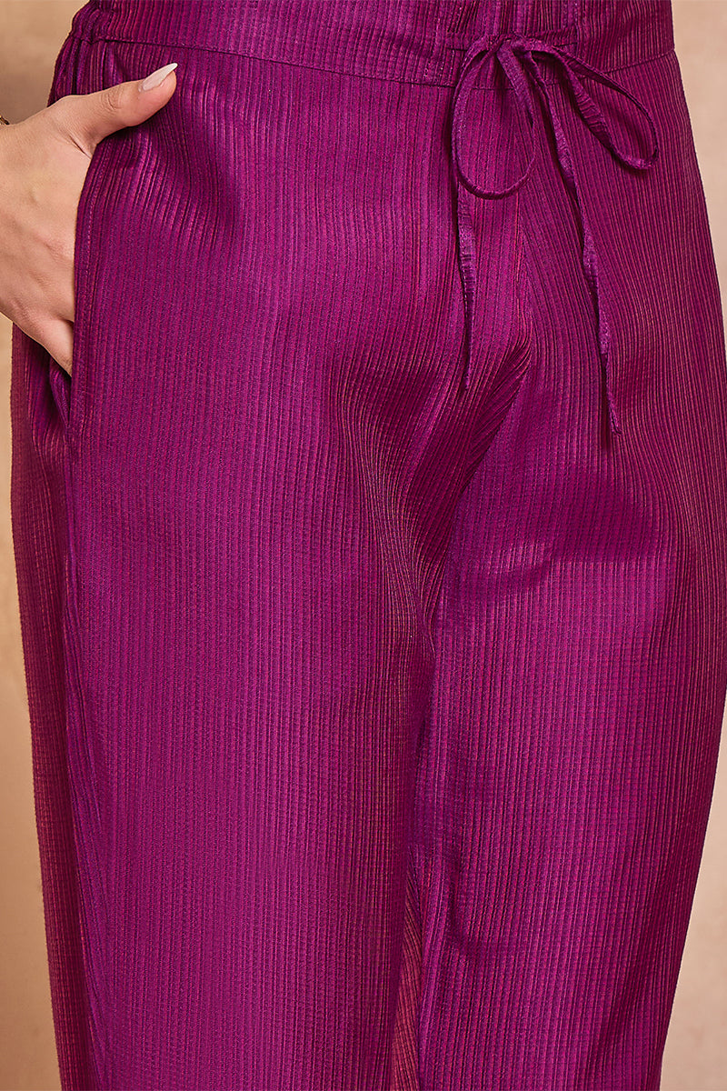 Purple Silk Blend Floral Printed Straight Kurta Trouser With Dupatta | SHOBITAM