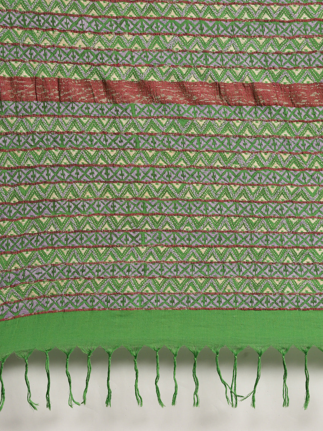 Parrot Green Khesh Kantha Cotton Saree | Shobitam