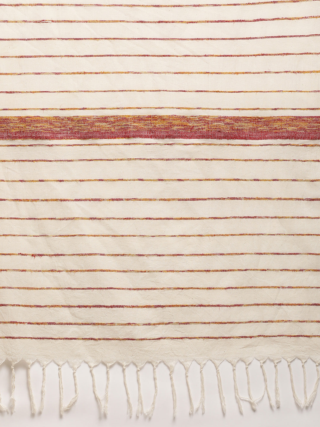 Cream Floral Kantha Cotton Saree | Shobitam