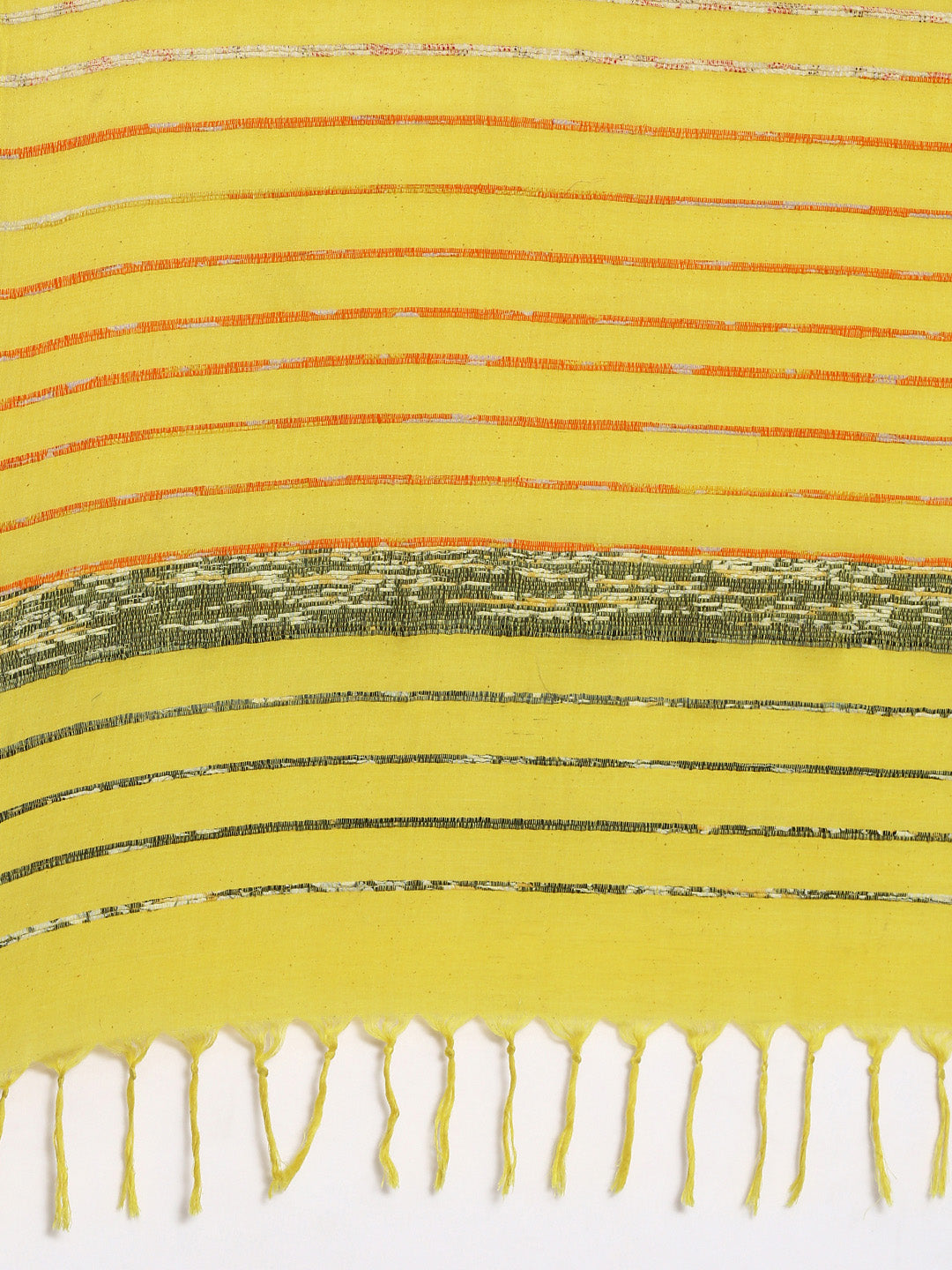 Yellow Khesh Kantha Cotton Saree | Shobitam