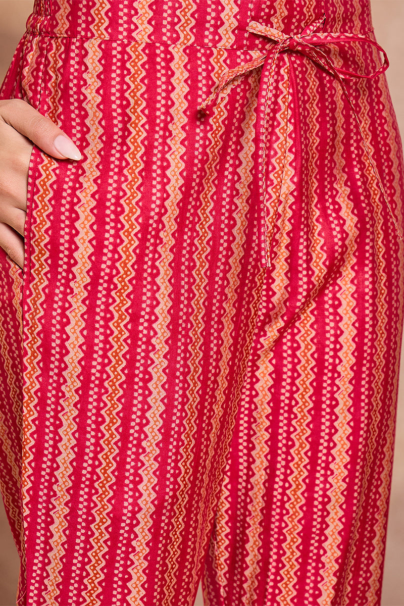 Pink Rayon Blend Floral Printed Straight Kurta Trouser With Dupatta | SHOBITAM