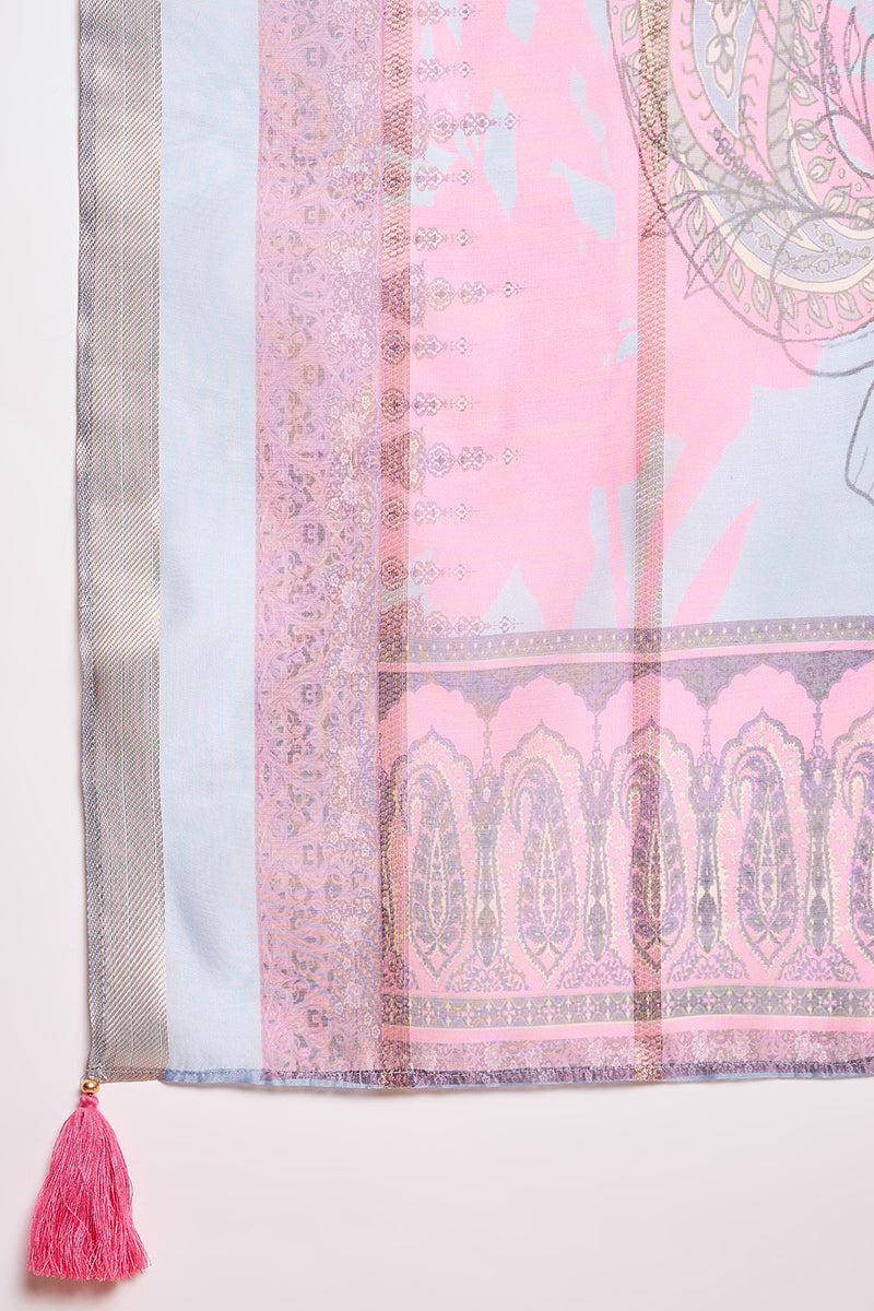 Blue Rayon Blend Solid Embroidered Straight Kurta Trouser With Dupatta | SHOBITAM
