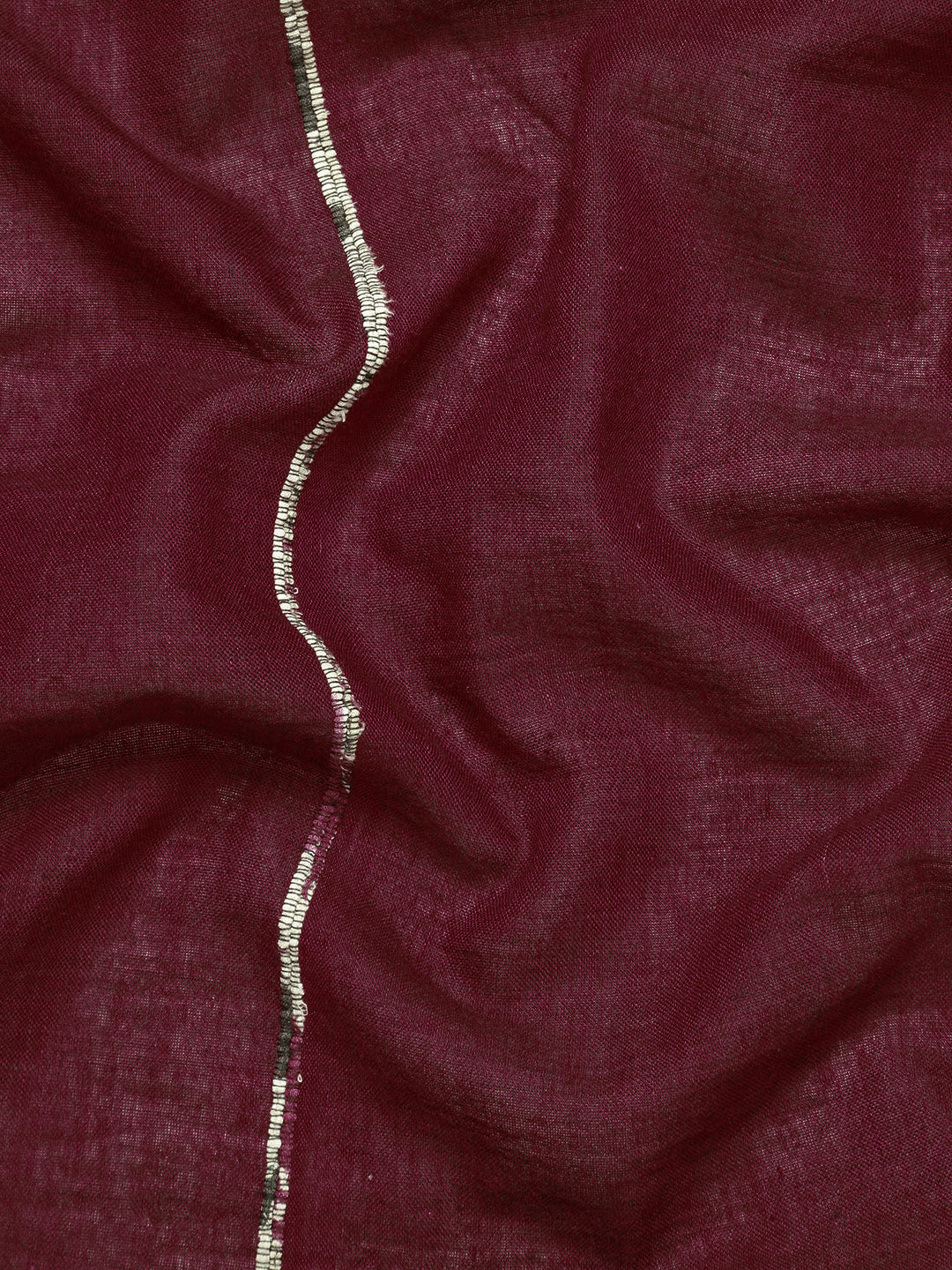 Maroon Yellow Khesh Kantha Stitch Cotton Saree | Shobitam