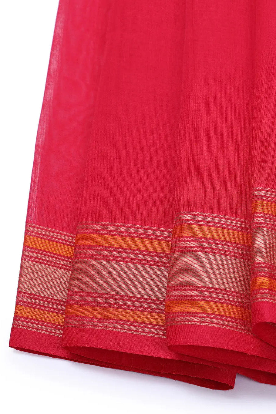 Magenta Handloom Kanchi Cotton Saree With Stripes | Shobitam