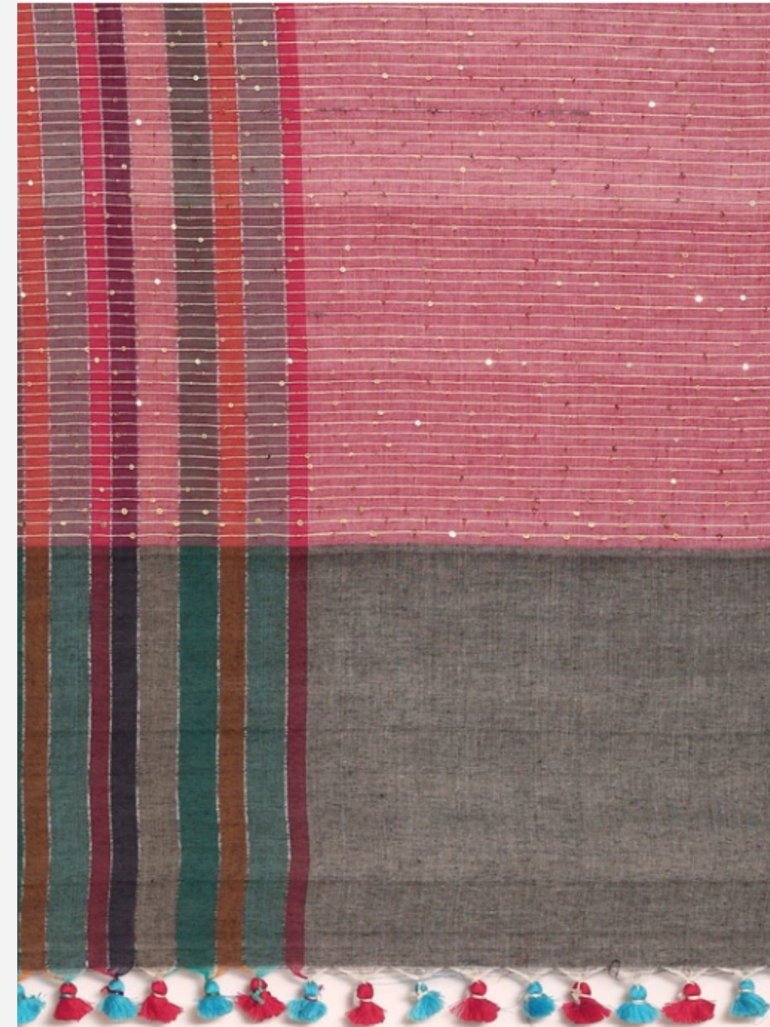 Blue Sequins Cotton Handloom Saree