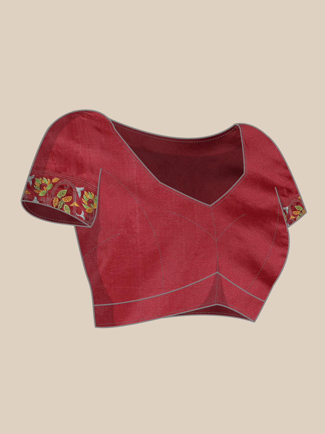 Red Bird Design Artsilk Kantha Saree with Blouse piece | SHOBITAM