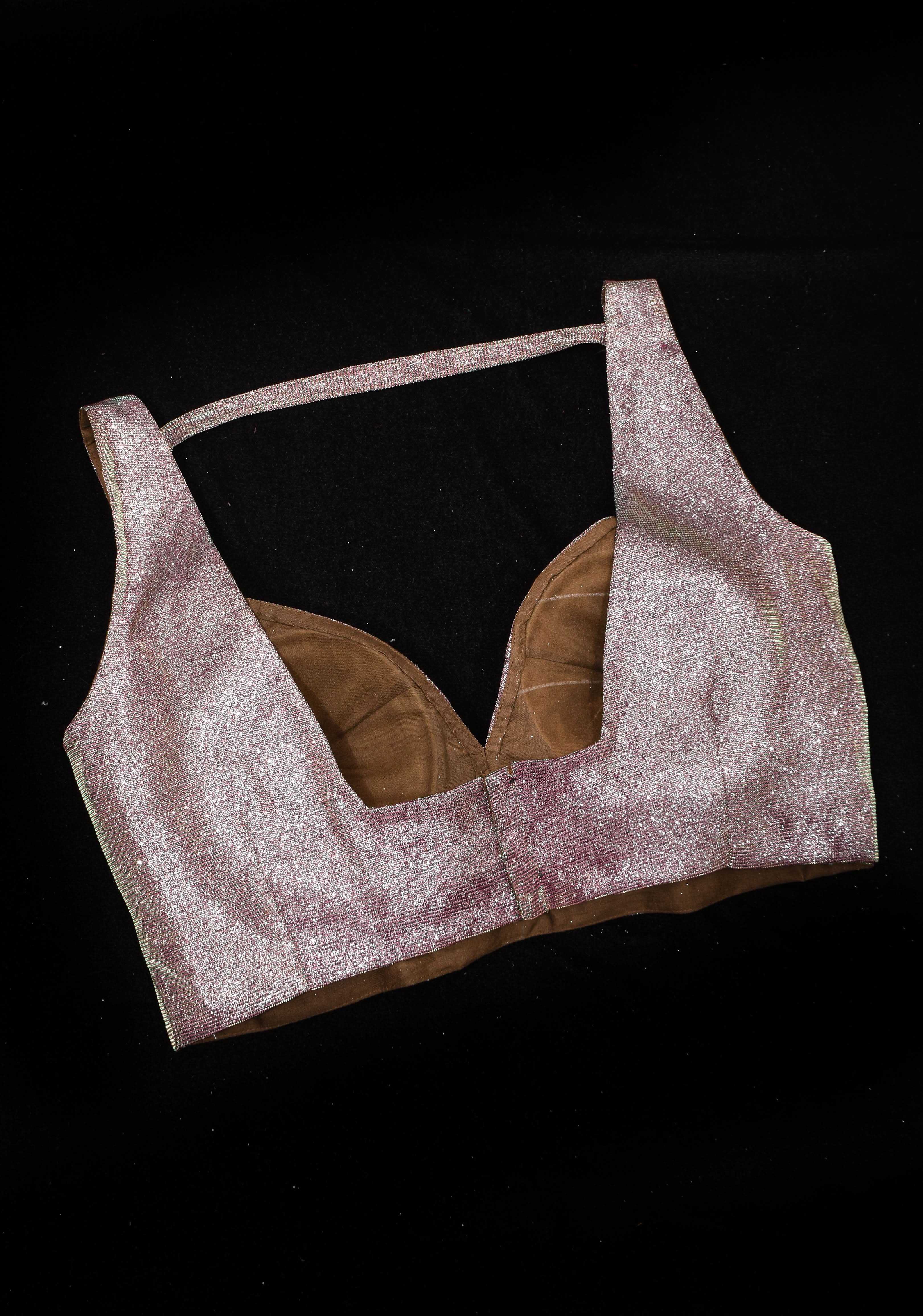 Amethyst Shimmer Deep Sweatheart neck sleeveless blouse, Made to Order | Shobitam