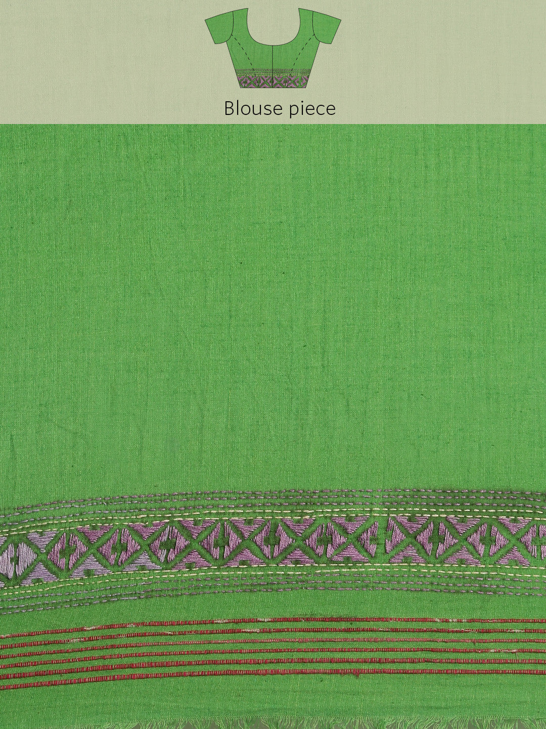 Parrot Green Khesh Kantha Cotton Saree | Shobitam
