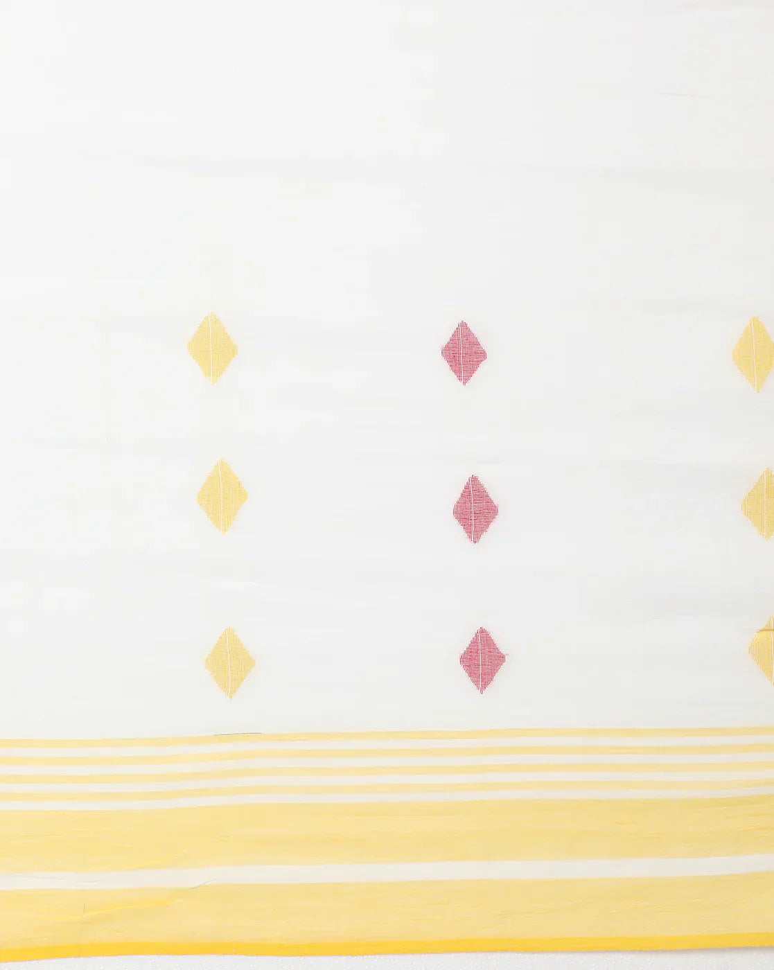 White Red Diamond Jamdani Cotton Saree