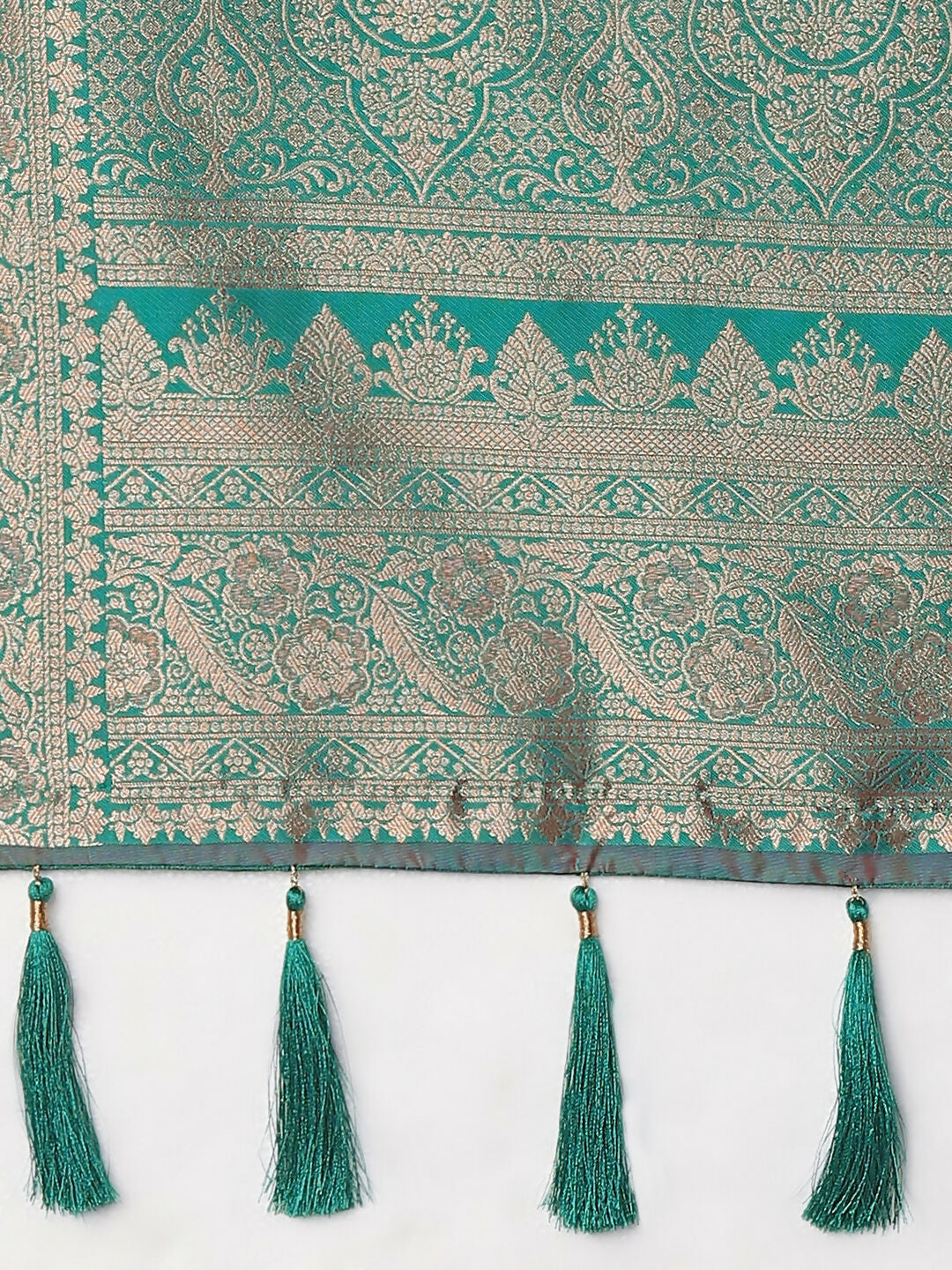 Rani pink Banarasi Semi Silk Saree With Traditional Paisley Weaves | Shobitam