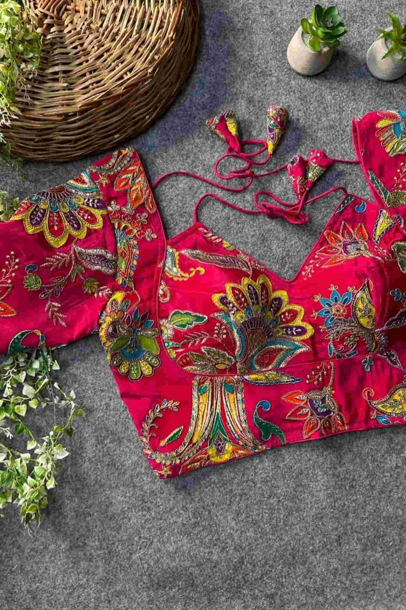 Designer Heavy Chinon with Embroidery Ready to Wear Blouse