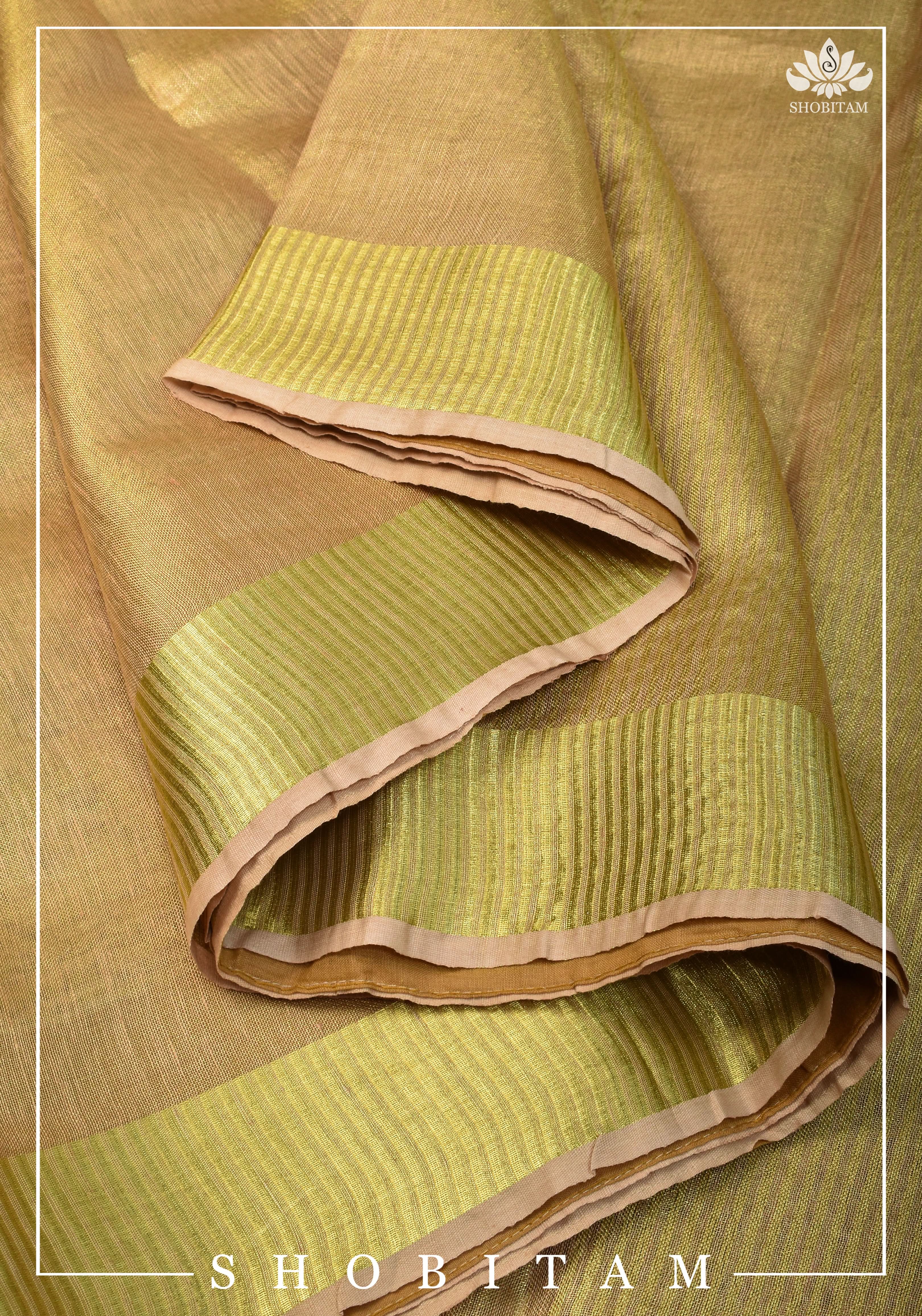 Gold Tissue Linen Saree | Shobitam