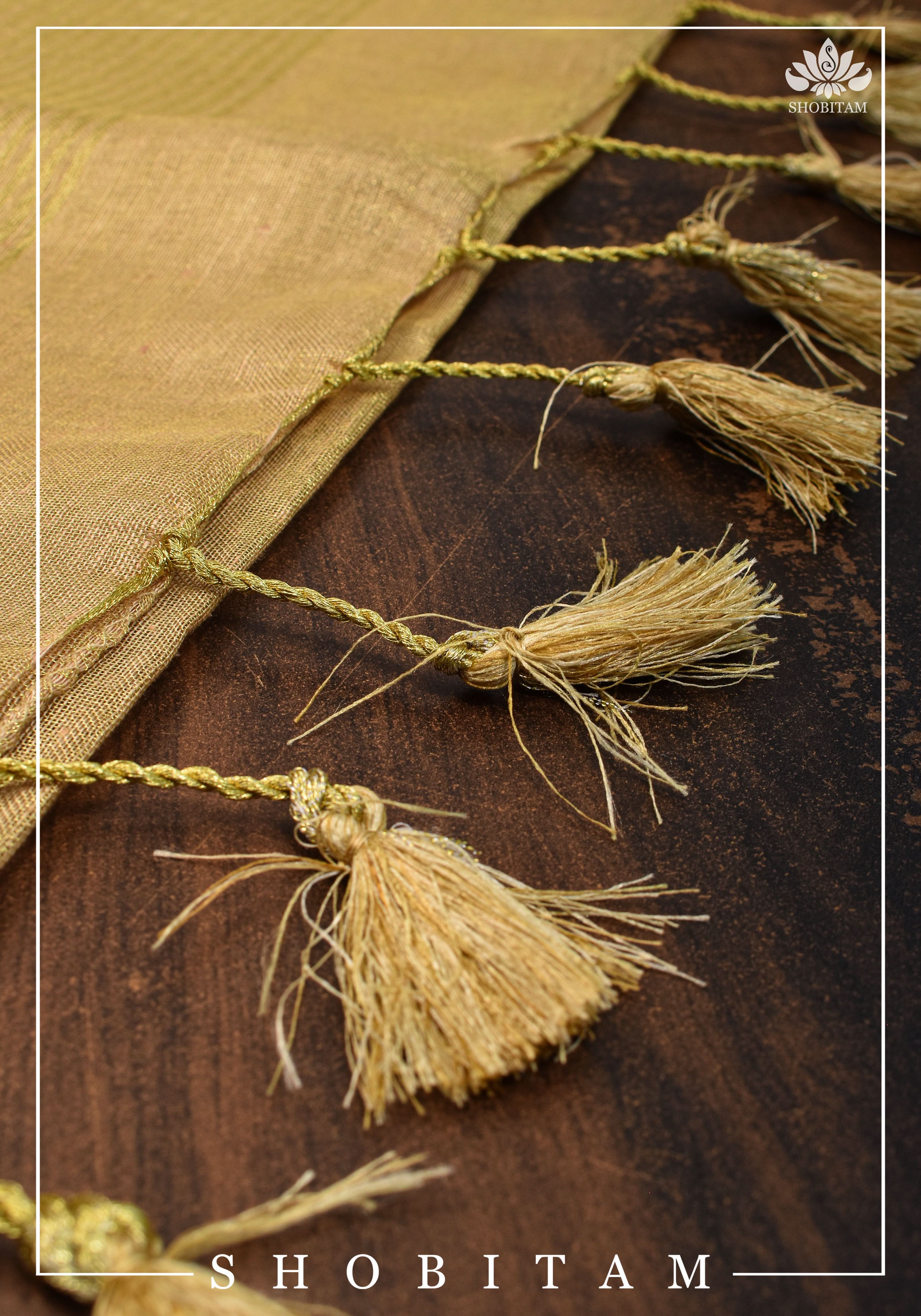 Gold Tissue Linen Saree | Shobitam