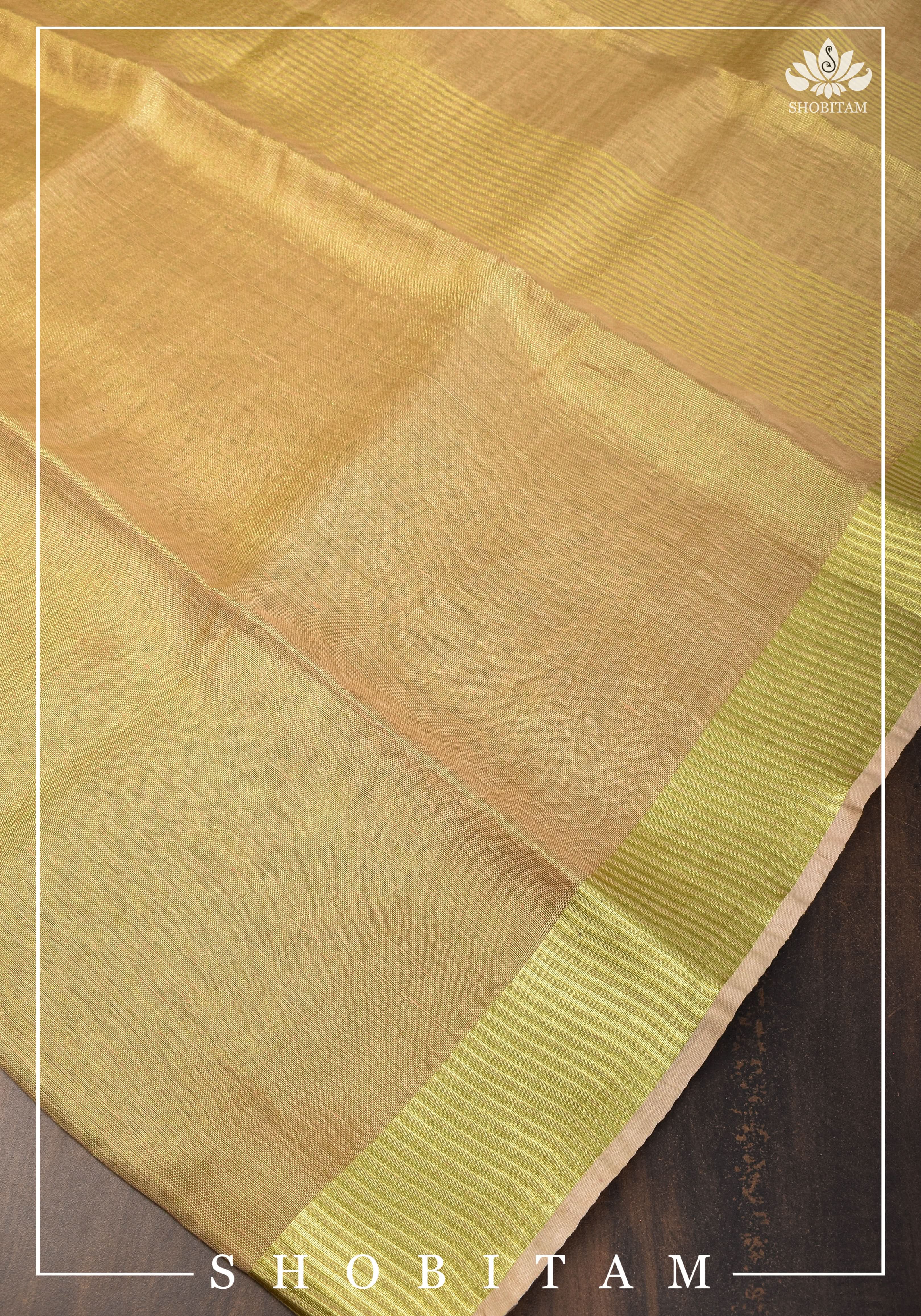 Gold Tissue Linen Saree | Shobitam