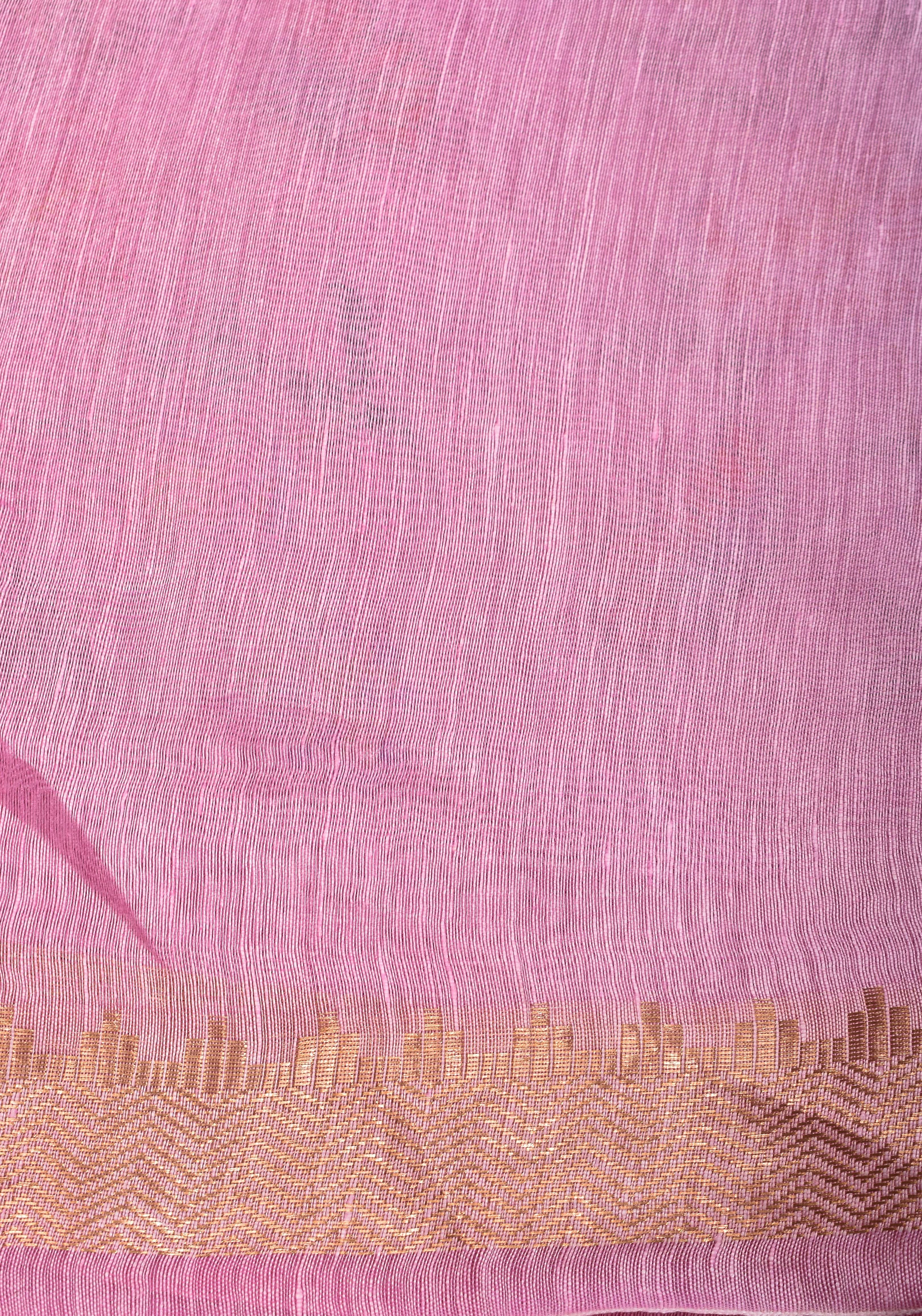 Blooms of Joy - Floral Embroidered Saree in Lotus Pink | Shobitam