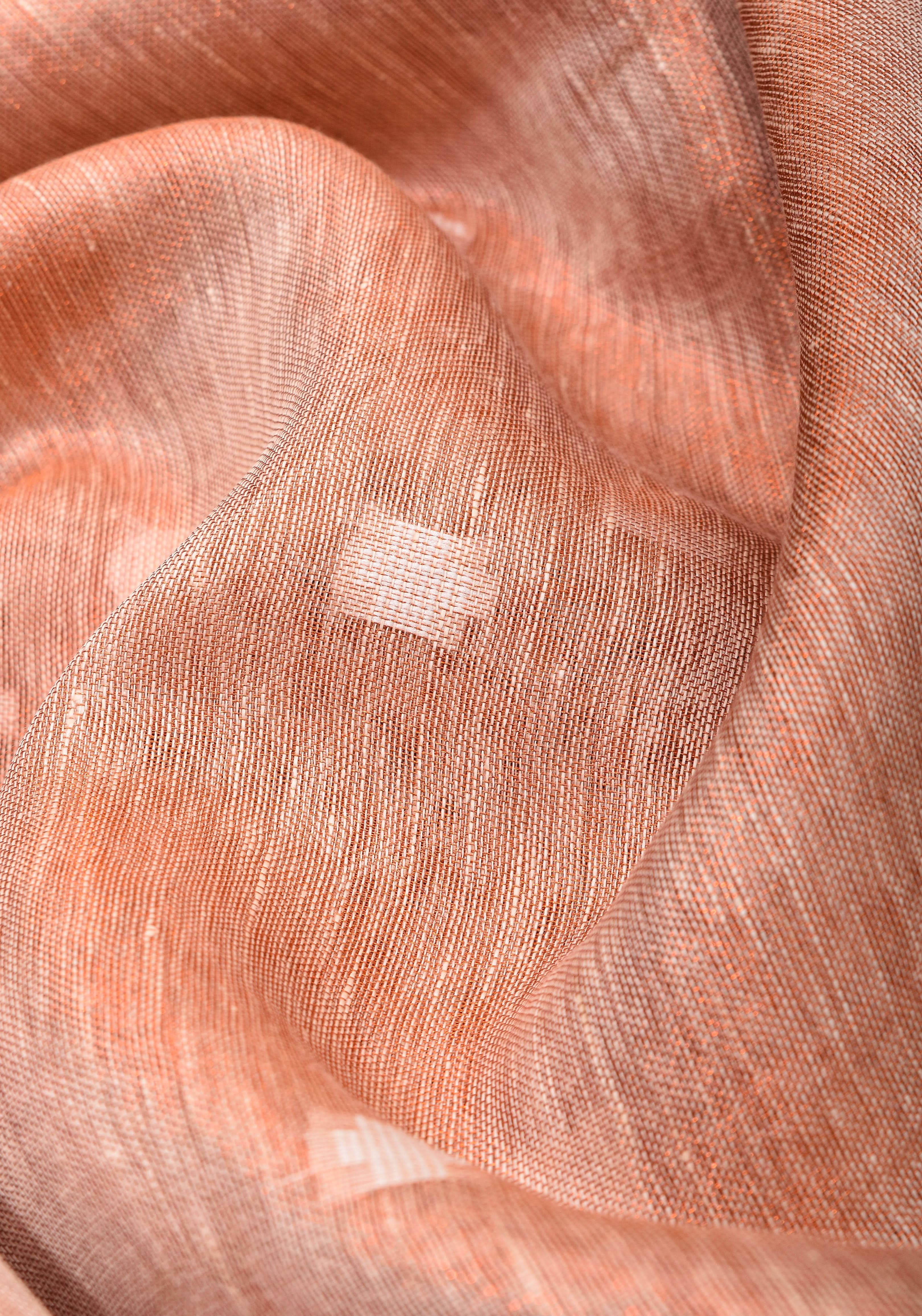 Peach Copper Tissue Linen Saree with Chunri Buttas and Tissue Pallu | Shobitam