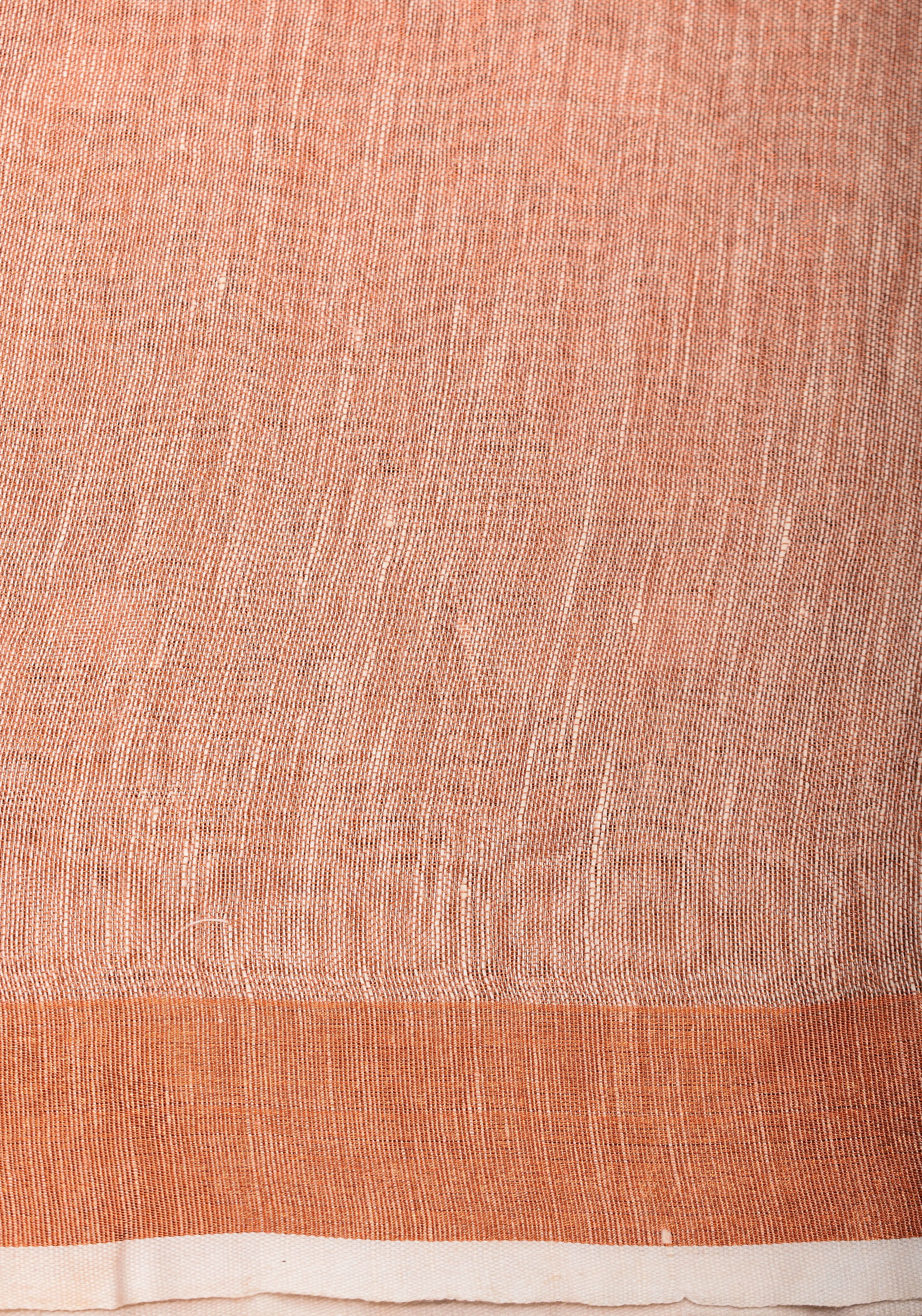 Peach Copper Tissue Linen Saree with Chunri Buttas and Tissue Pallu | Shobitam