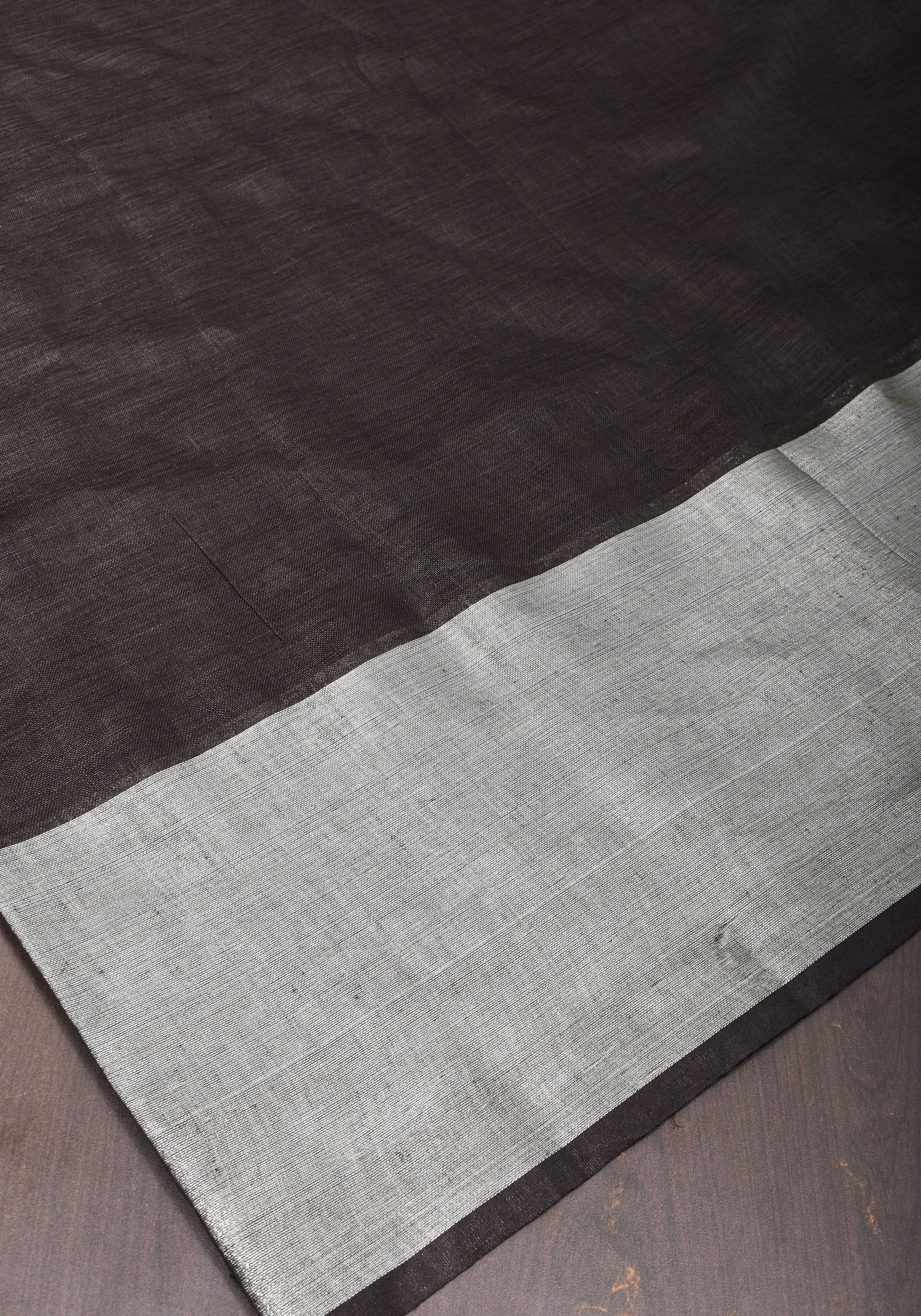 Black Linen by Linen Saree with Wide Border | Shobitam