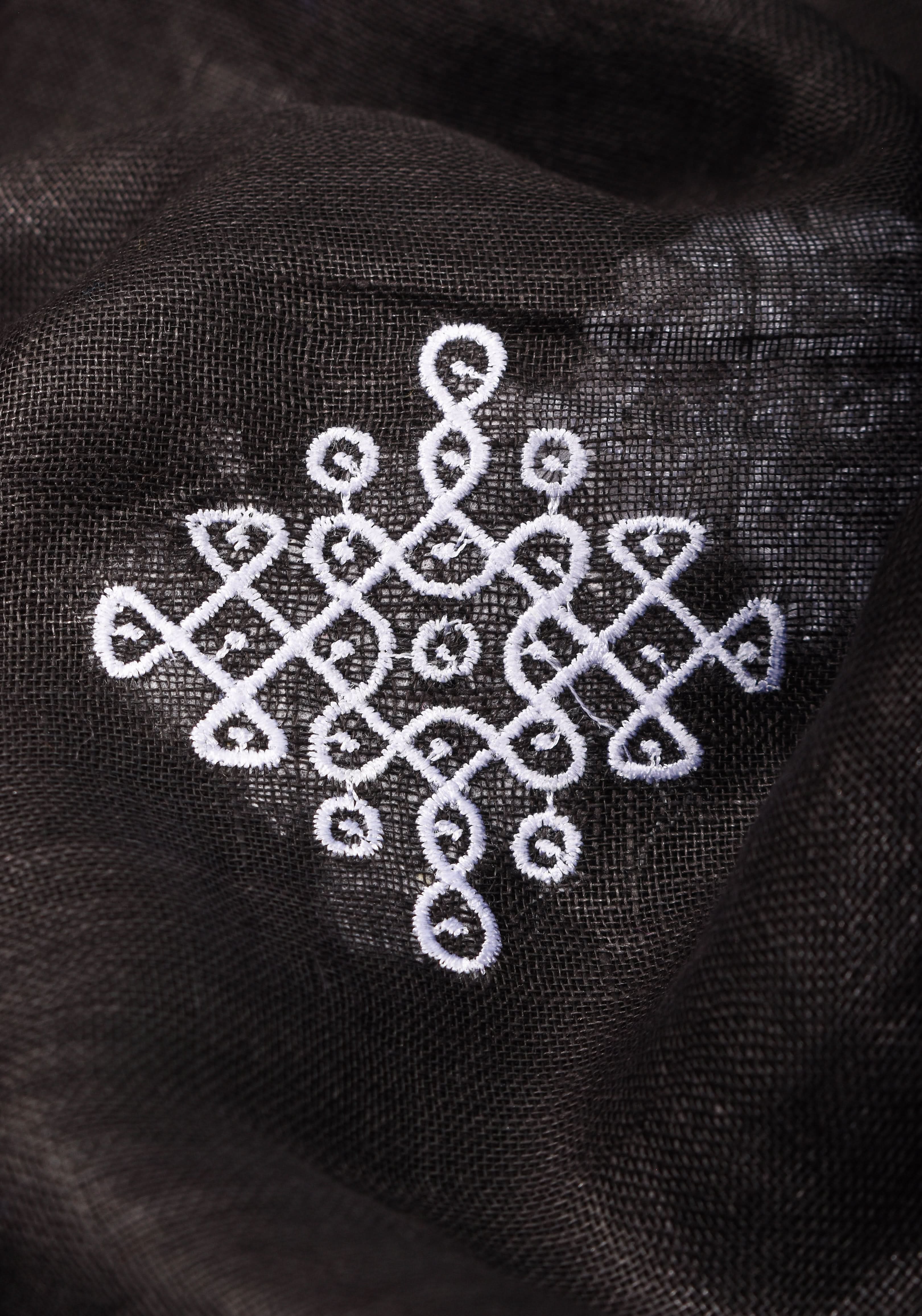 Black Linen by Linen Saree with Rangoli Embroidery | Shobitam