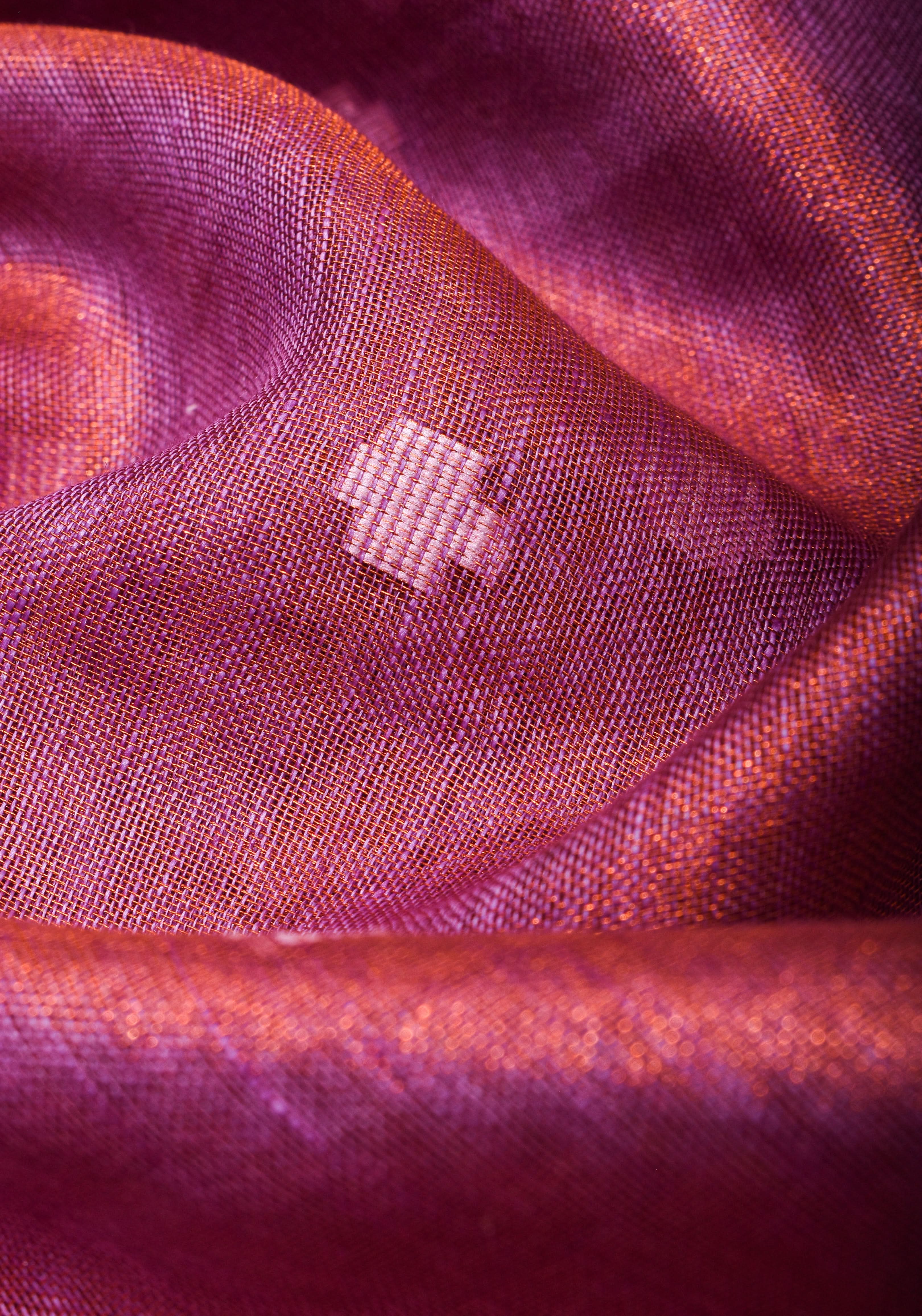 Pre Order Amethyst Copper Tissue Stunning Tissue Linen Saree with Chunri Butis and Full Tissue Pallu