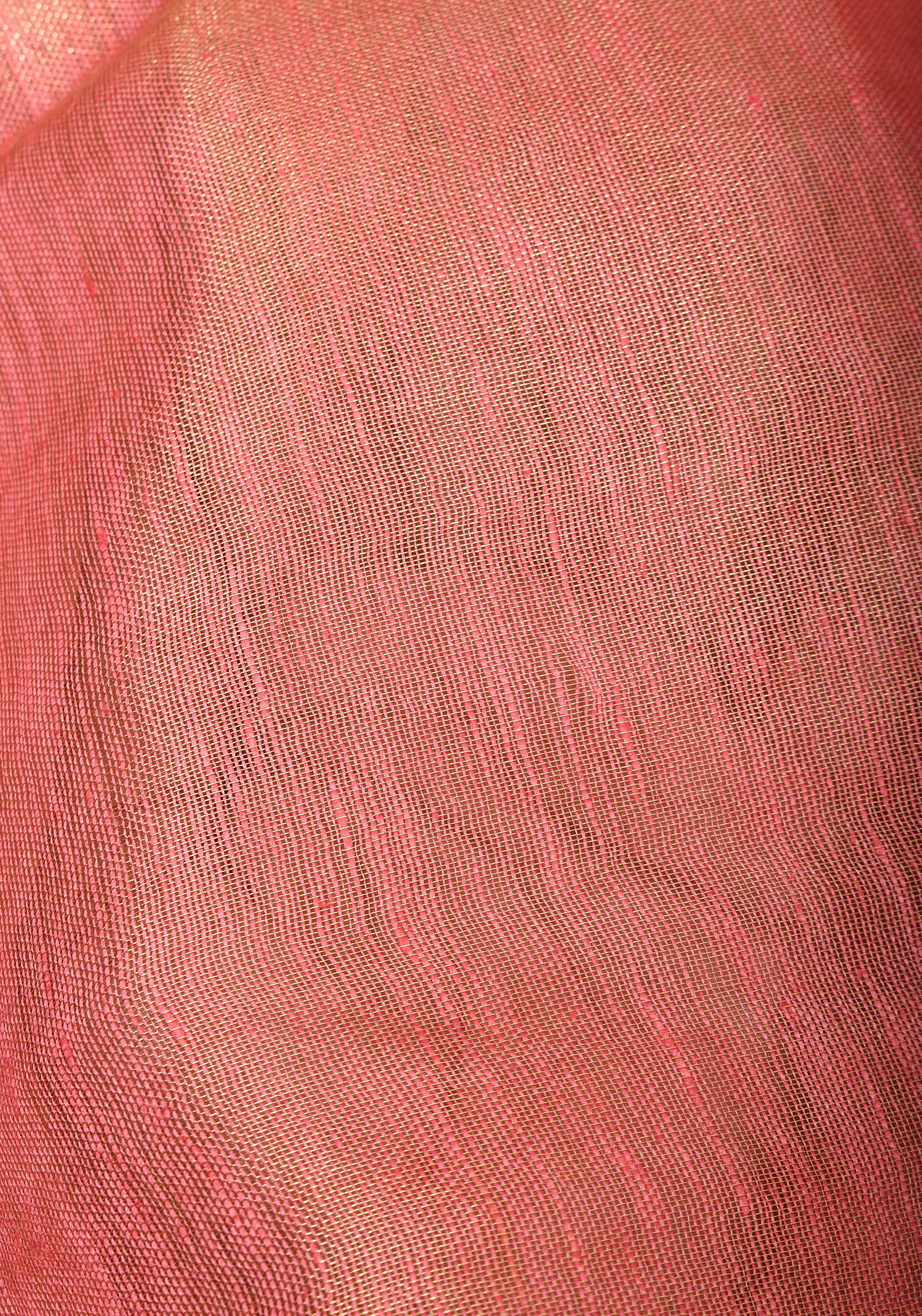 Pink tone Scalloped Tissue Linen Saree and golden border | Shobitam Saree
