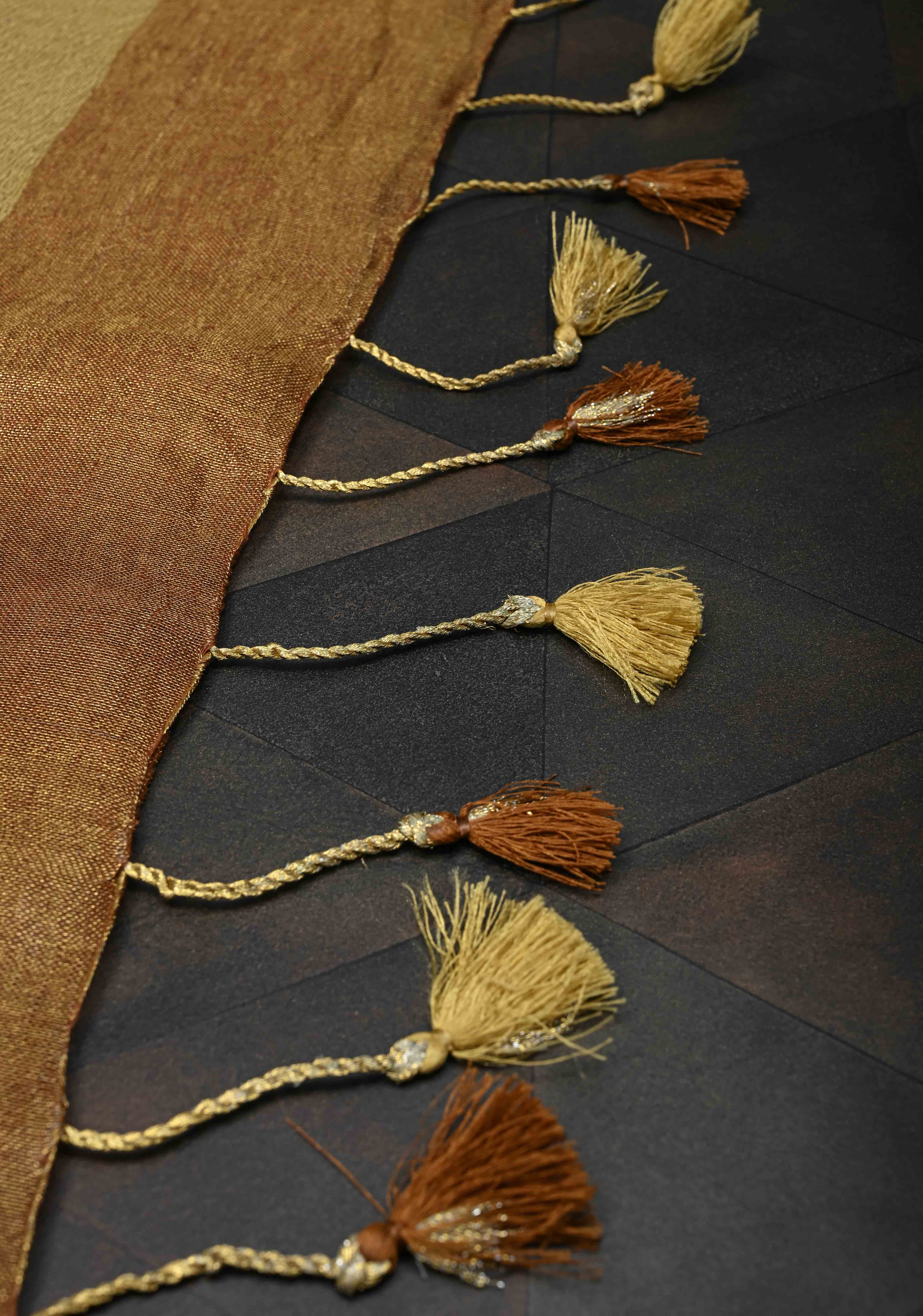 Rusty Brown Tissue Linen Saree with Contrast Zari Border