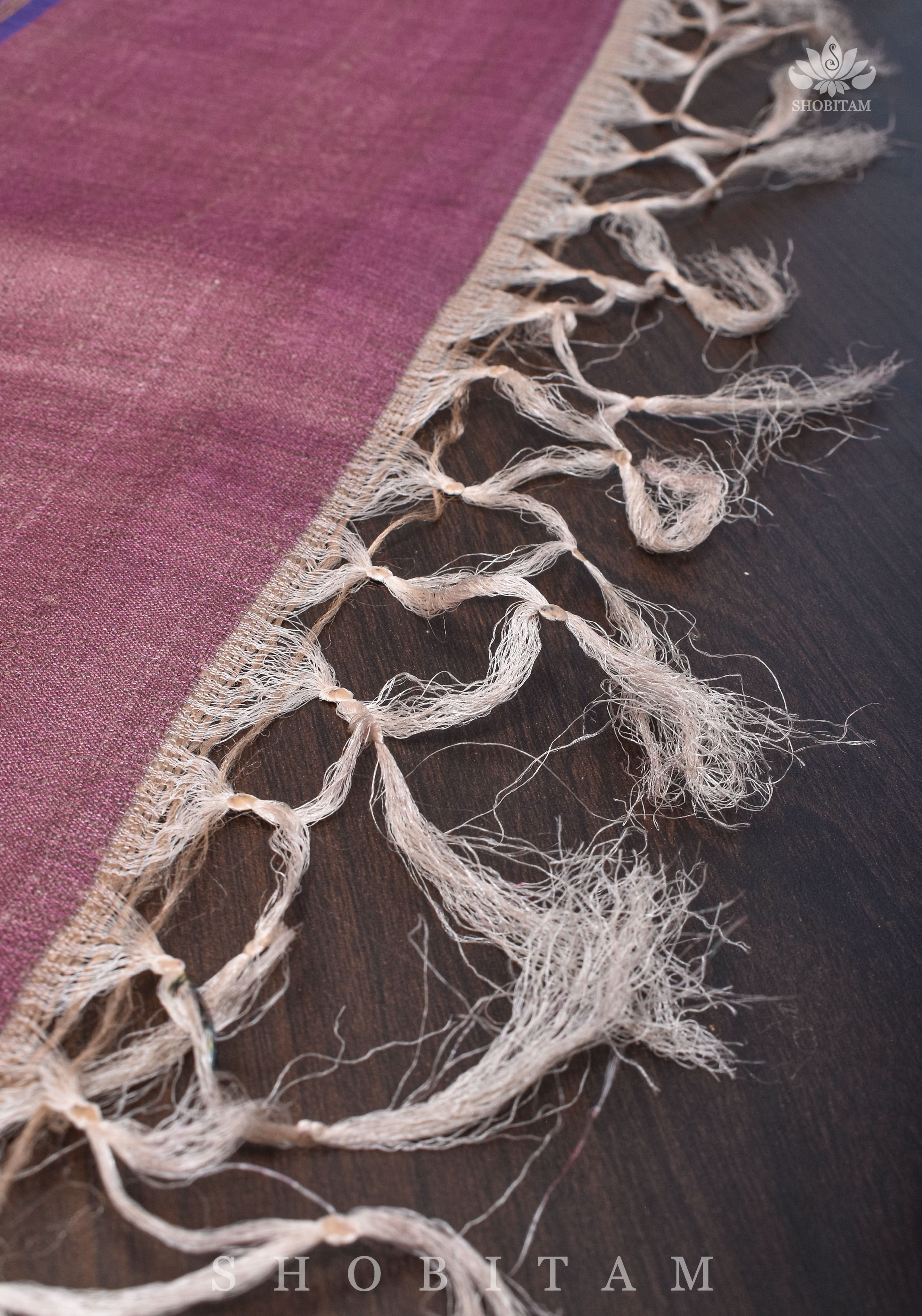 Floral Digital Printed Kosa Tussar Silk Saree in Mauve with Contrast Border | SILK MARK CERTIFIED | Shobitam