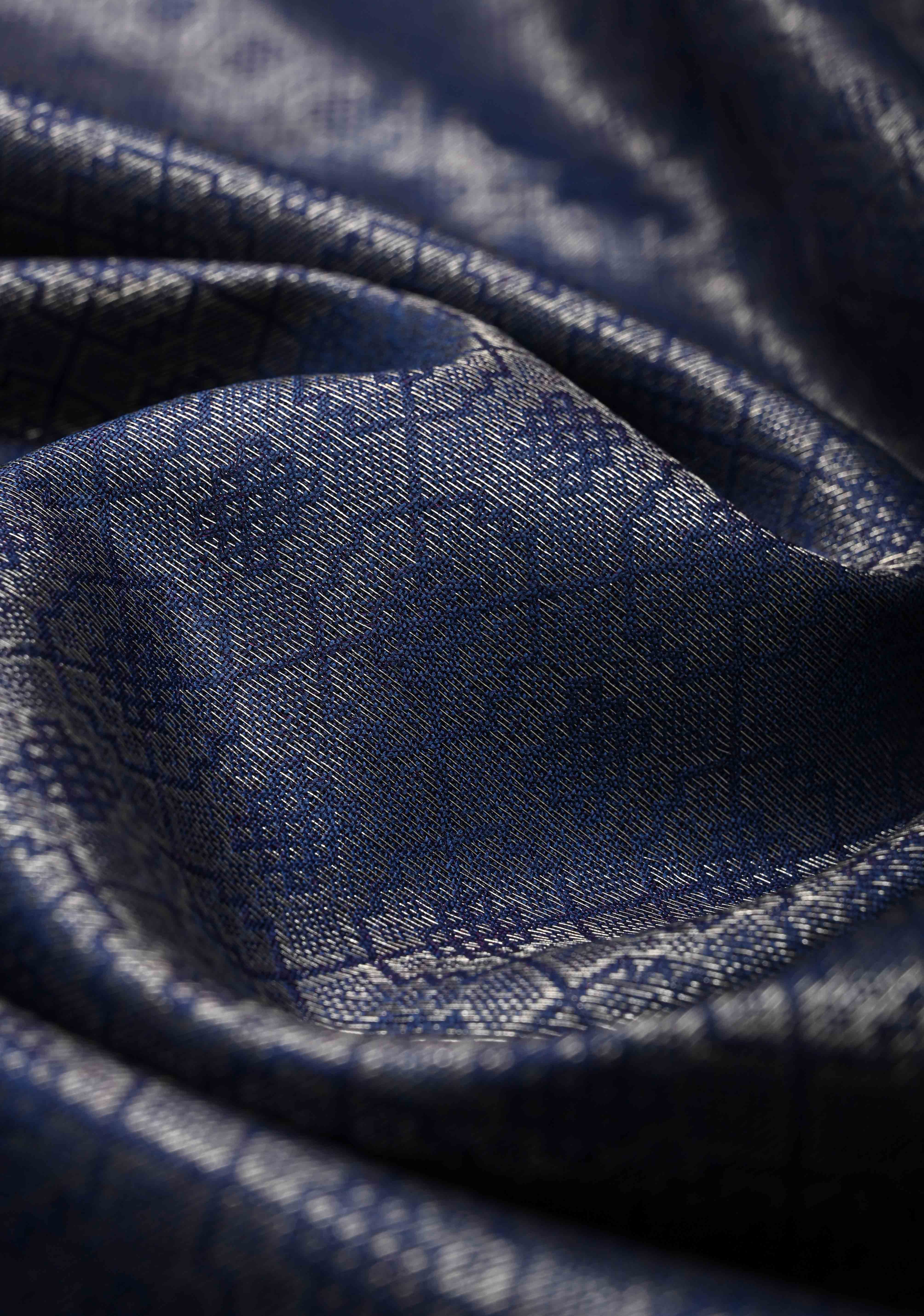Royal Blue Semi Tussar Saree with Zari Brocade and Minimal Silver Zari Border | Shobitam