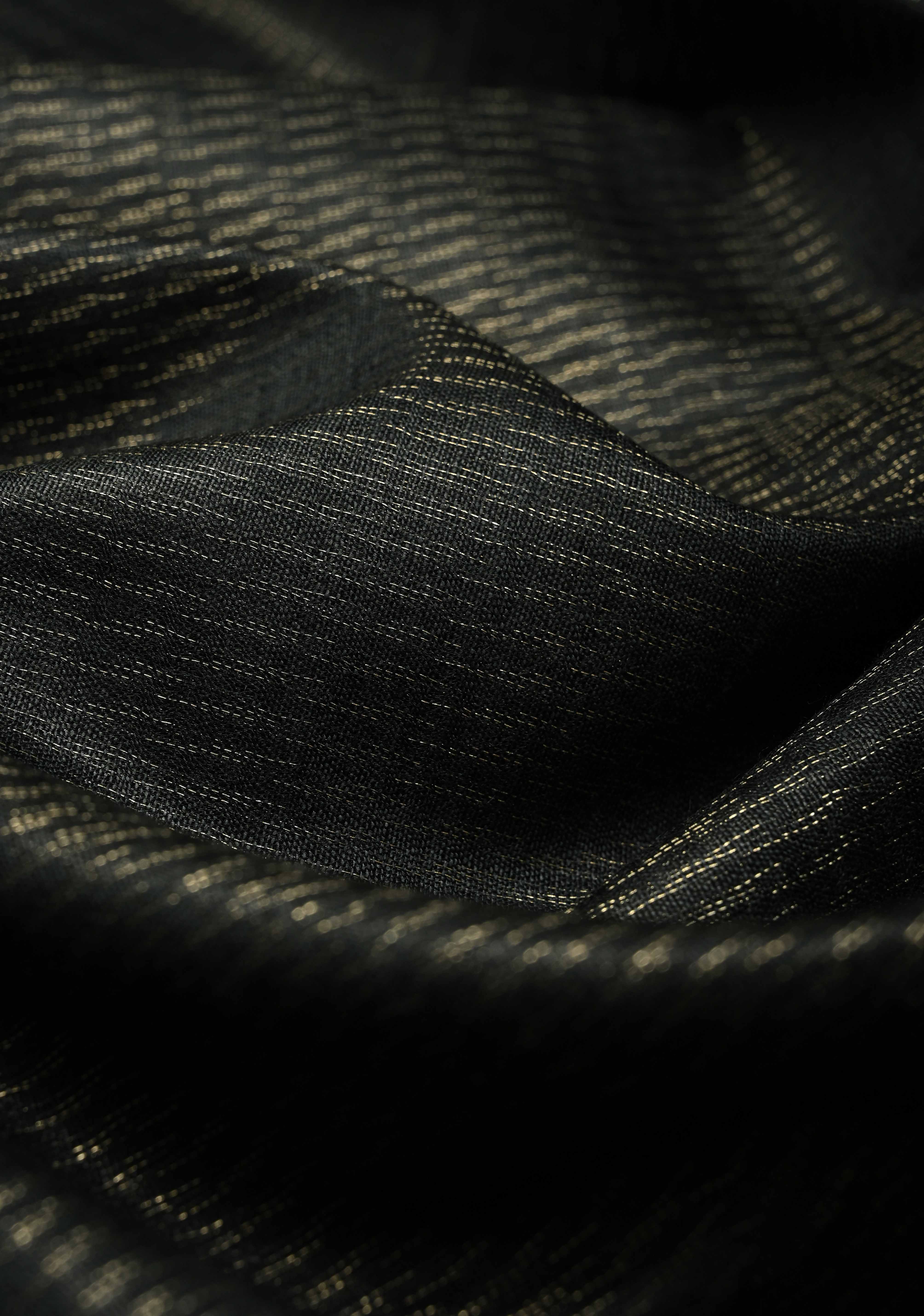 Shadow Black Semi Tussar Saree with Zari Border | Shobitam