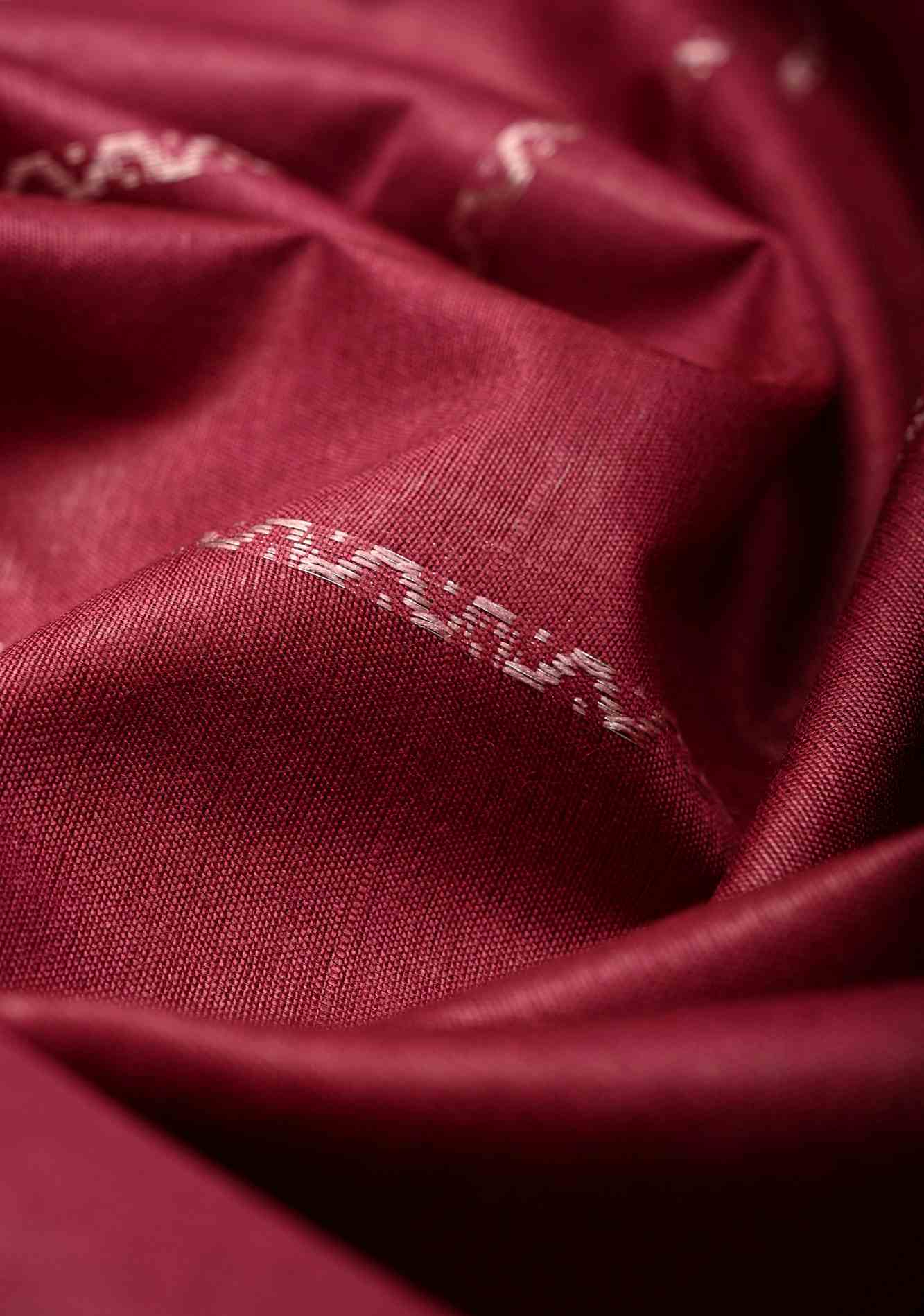 Berry Semi Tussar Saree with Veldhari Stripes and Zari Border Ready To Wear Saree